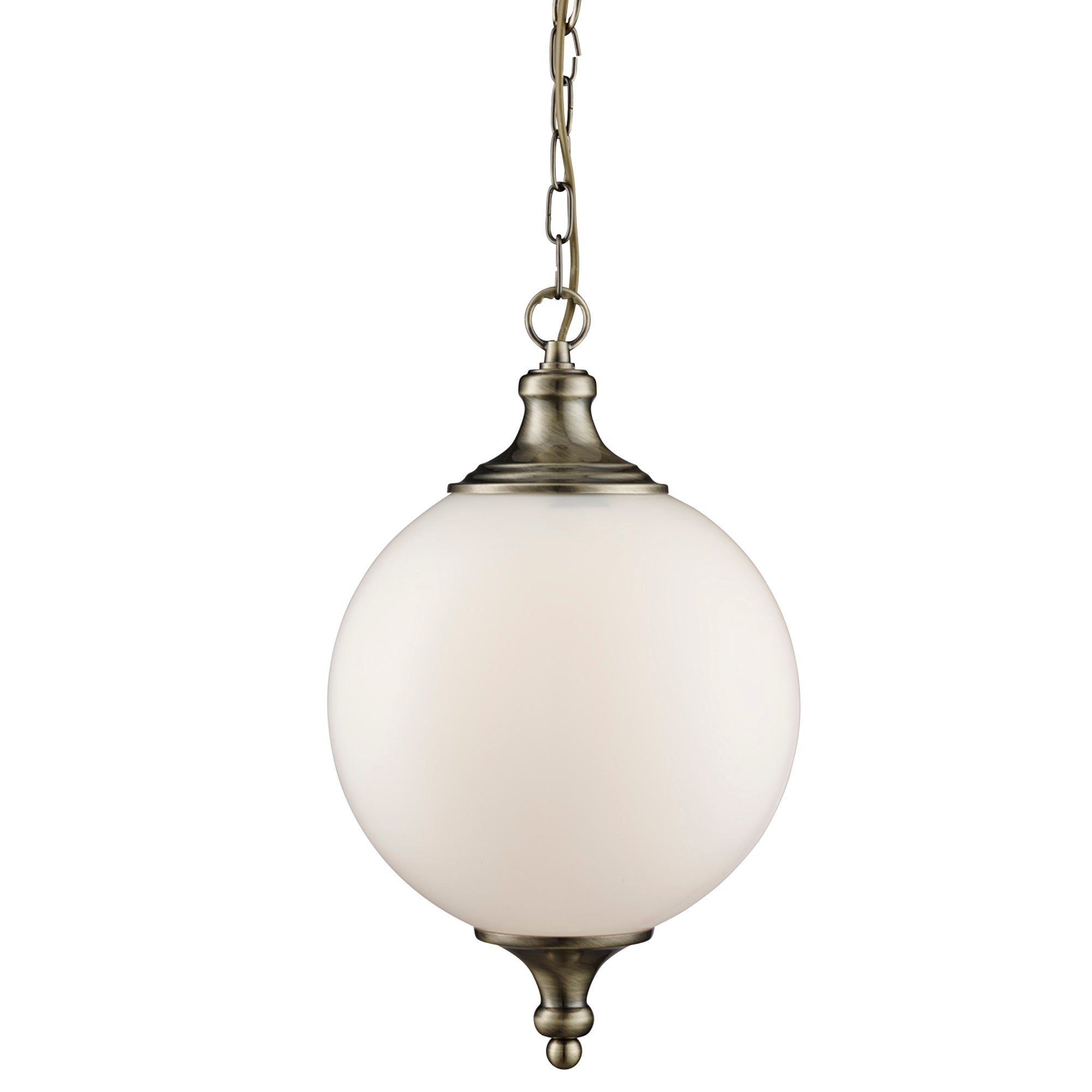 Vulcan Pendant - Antique Brass Metal & Opal Glass