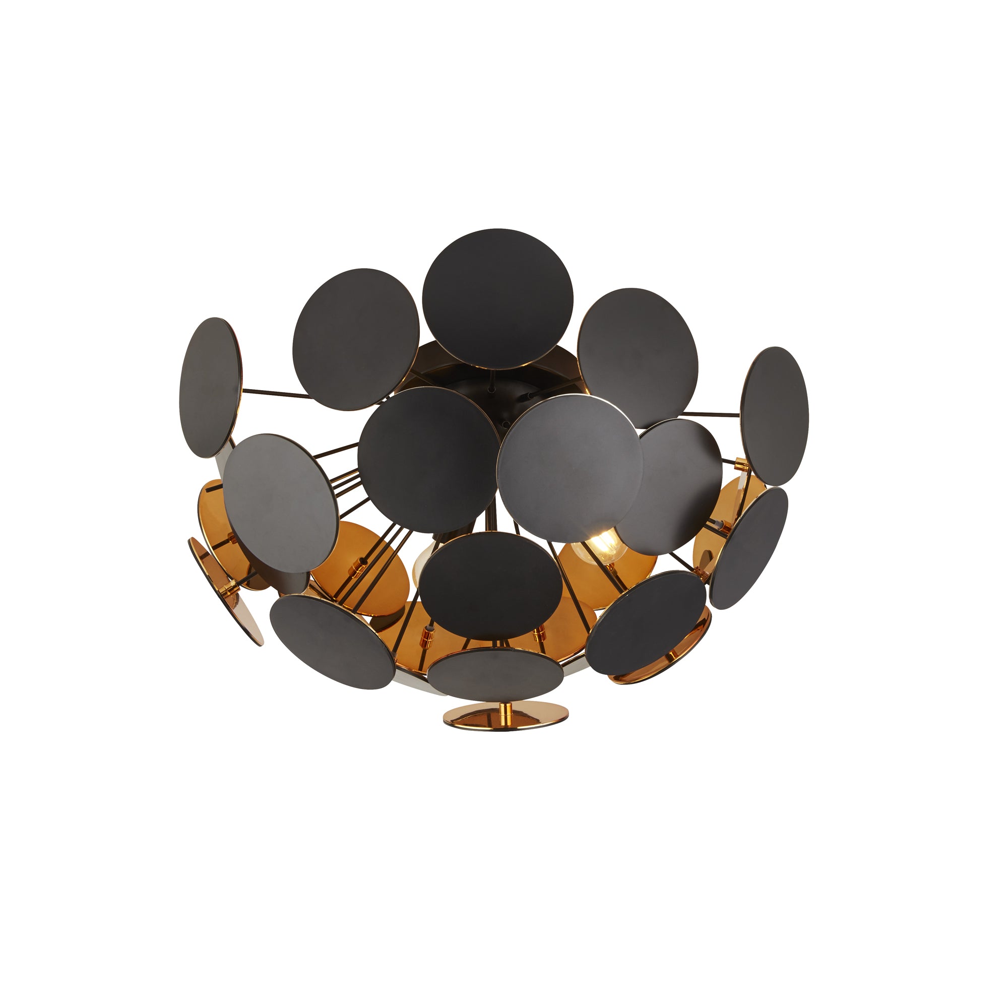 Discus  Semi-Flush - Black Metal, Black & Gold PC Discs