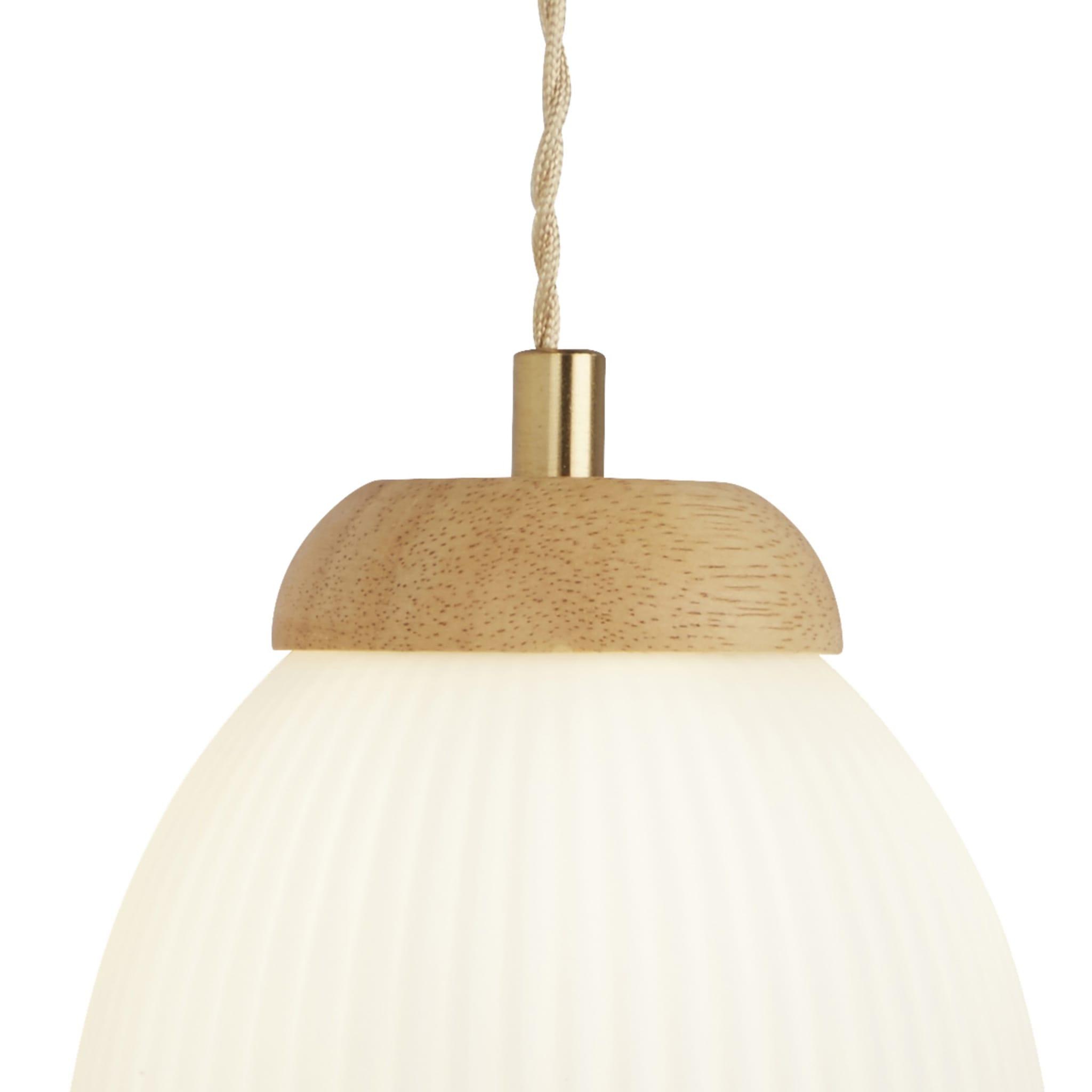 Ella Wall light - Brass Metal, Wood & Opal Ribbed Glass