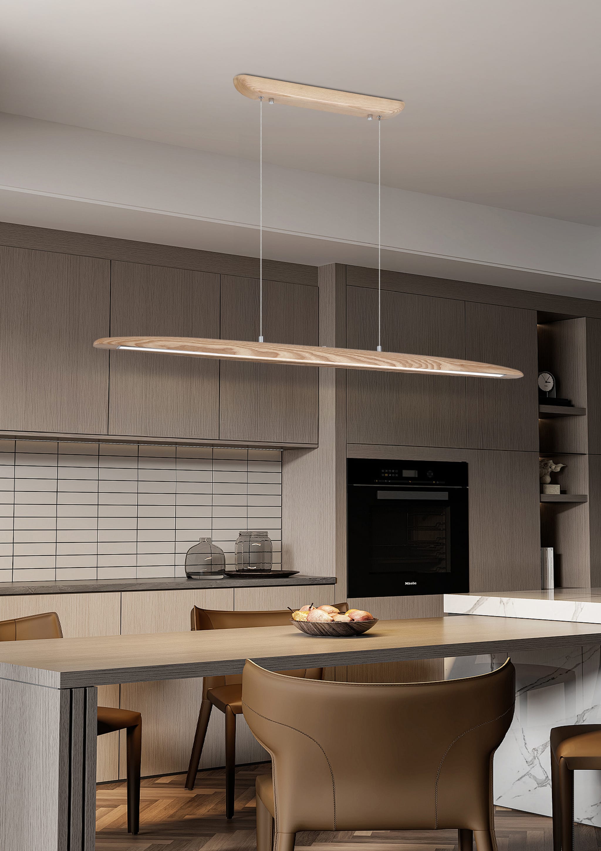 Kenzie LED Pendant, Wood