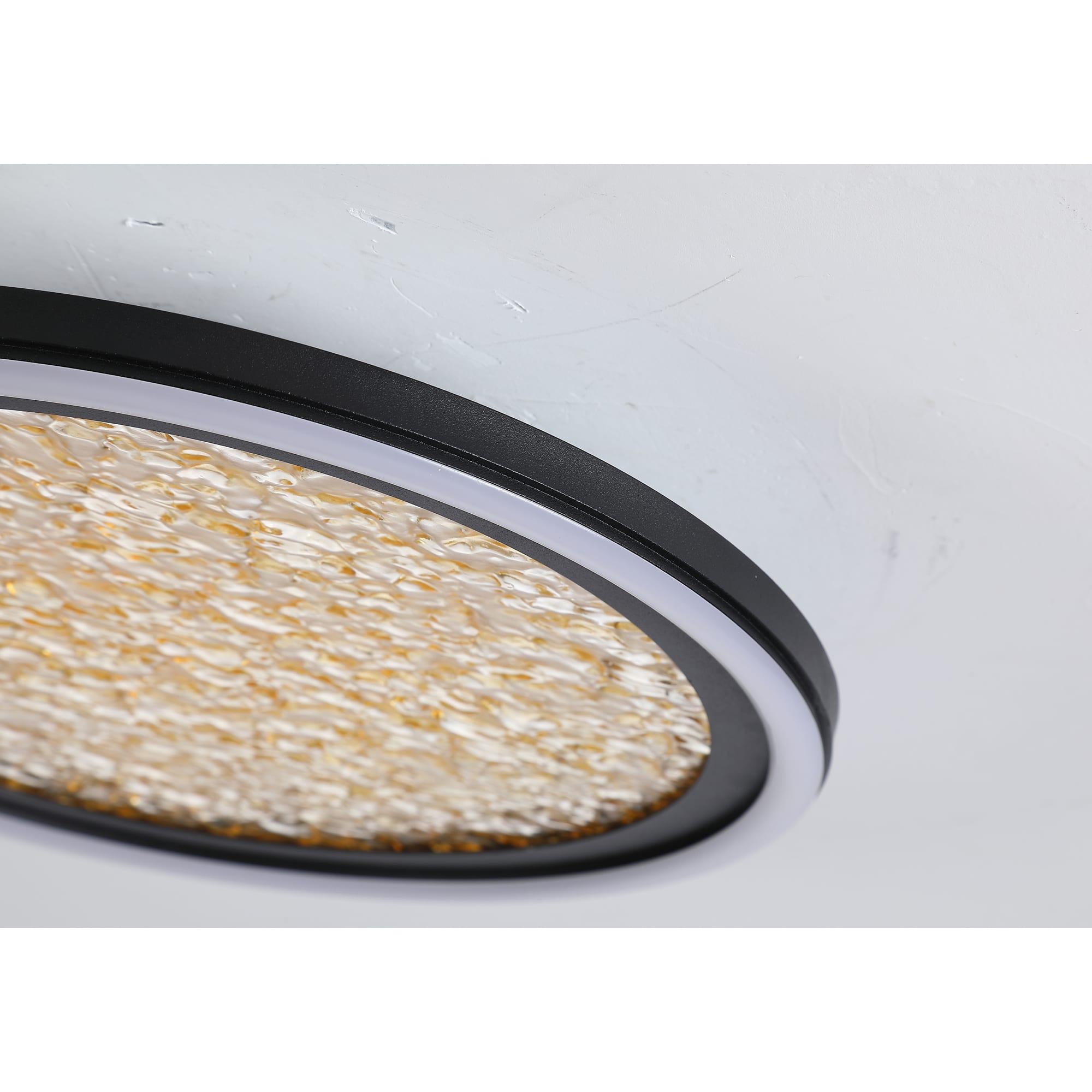 Luna LED Flush, Sand Black Metal & Gold PC Diffuser