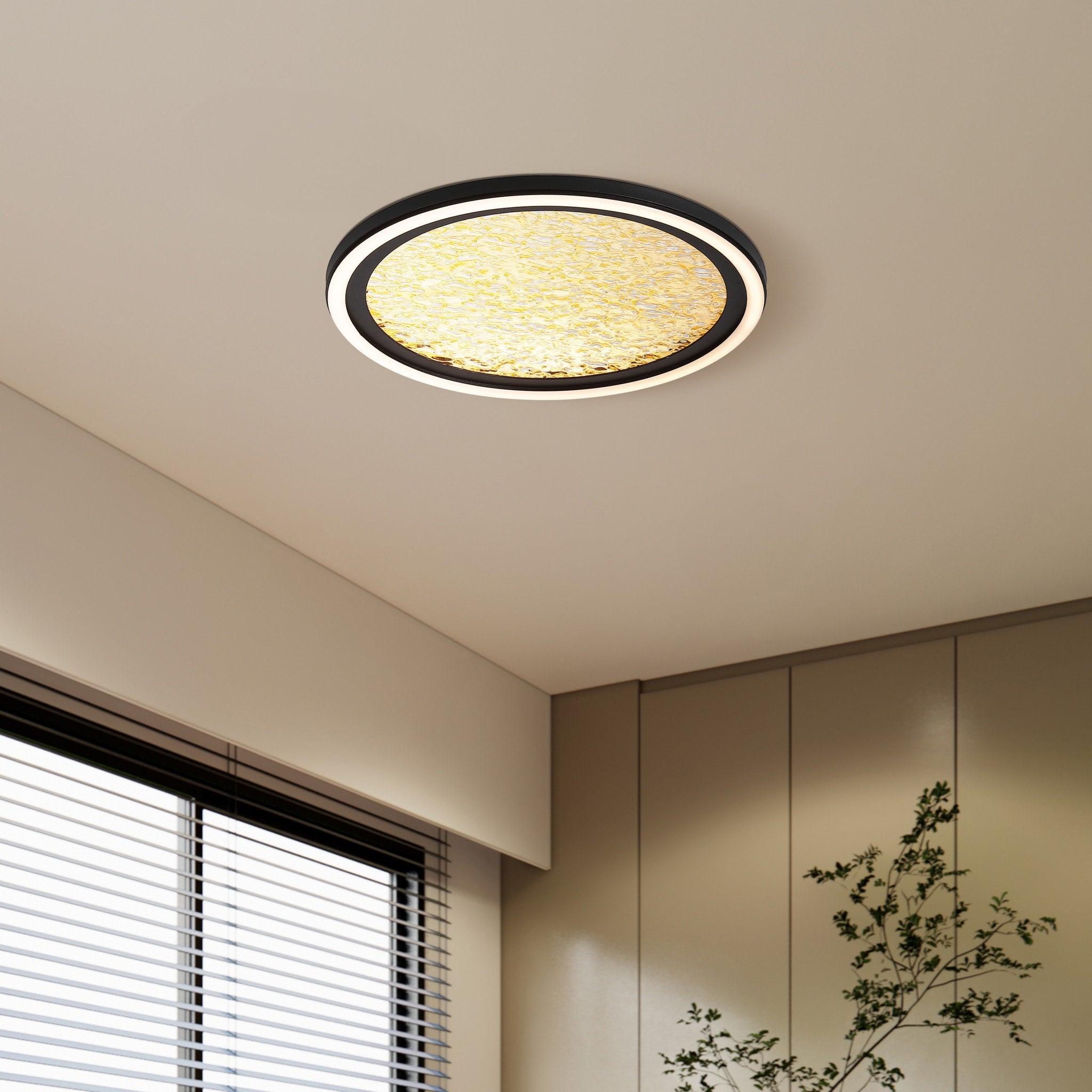 Luna LED Flush, Sand Black Metal & Gold PC Diffuser