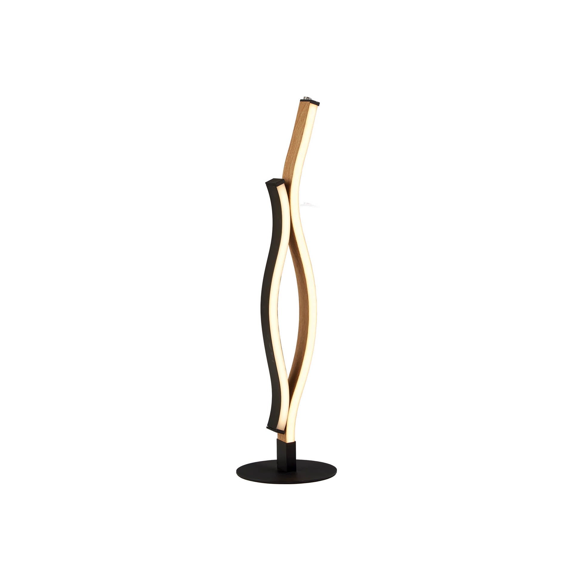 Bloom Table Lamp - Black Metal & Wood Effect
