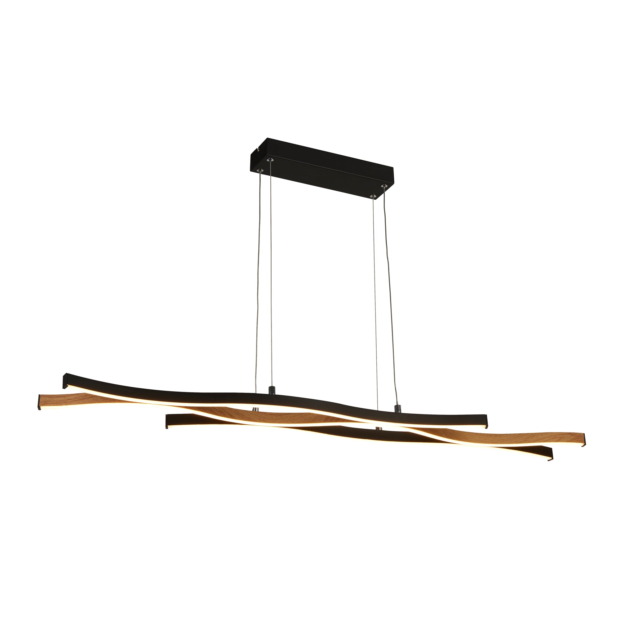 Bloom Pendant - Black Metal & Wood Effect