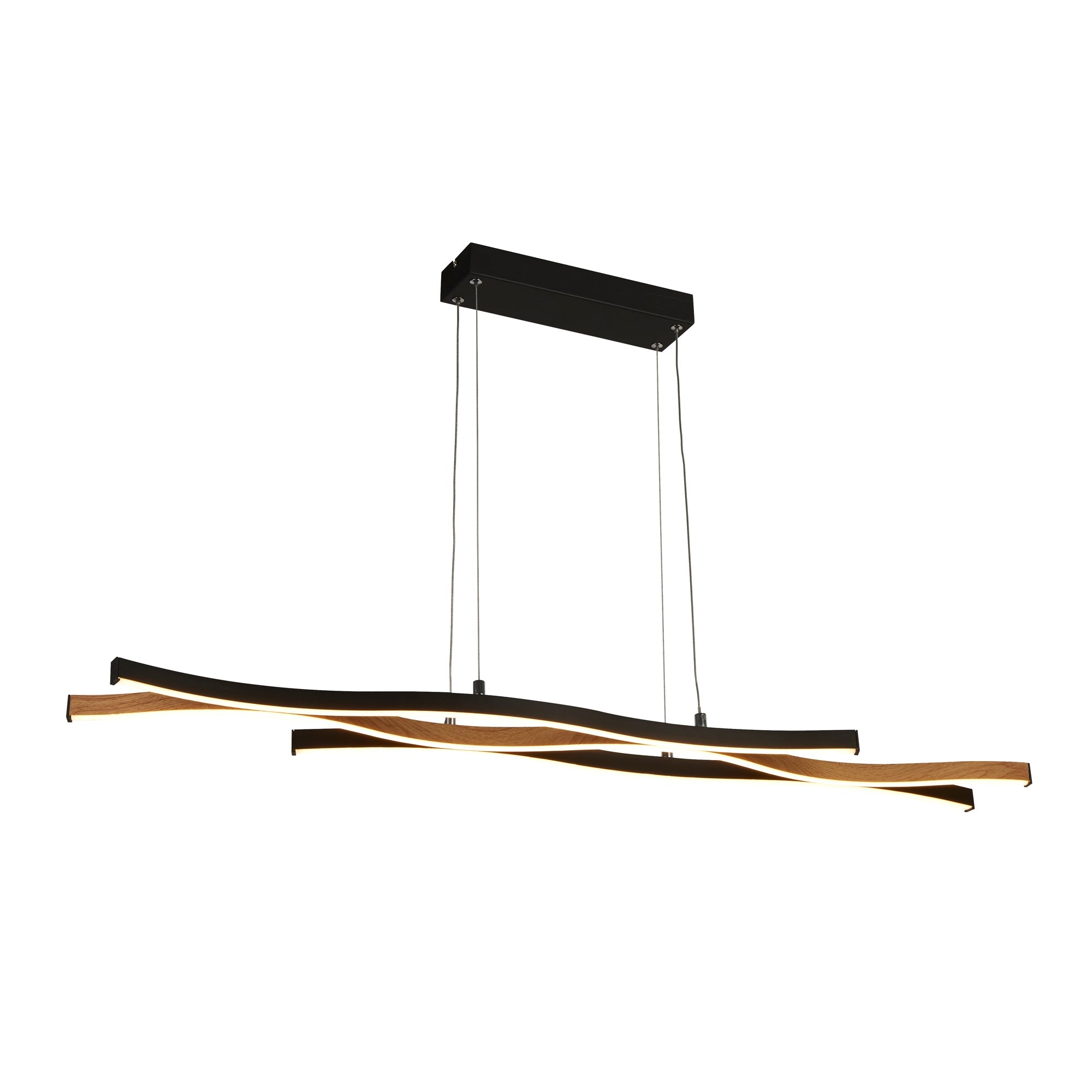 Bloom Pendant - Black Metal & Wood Effect