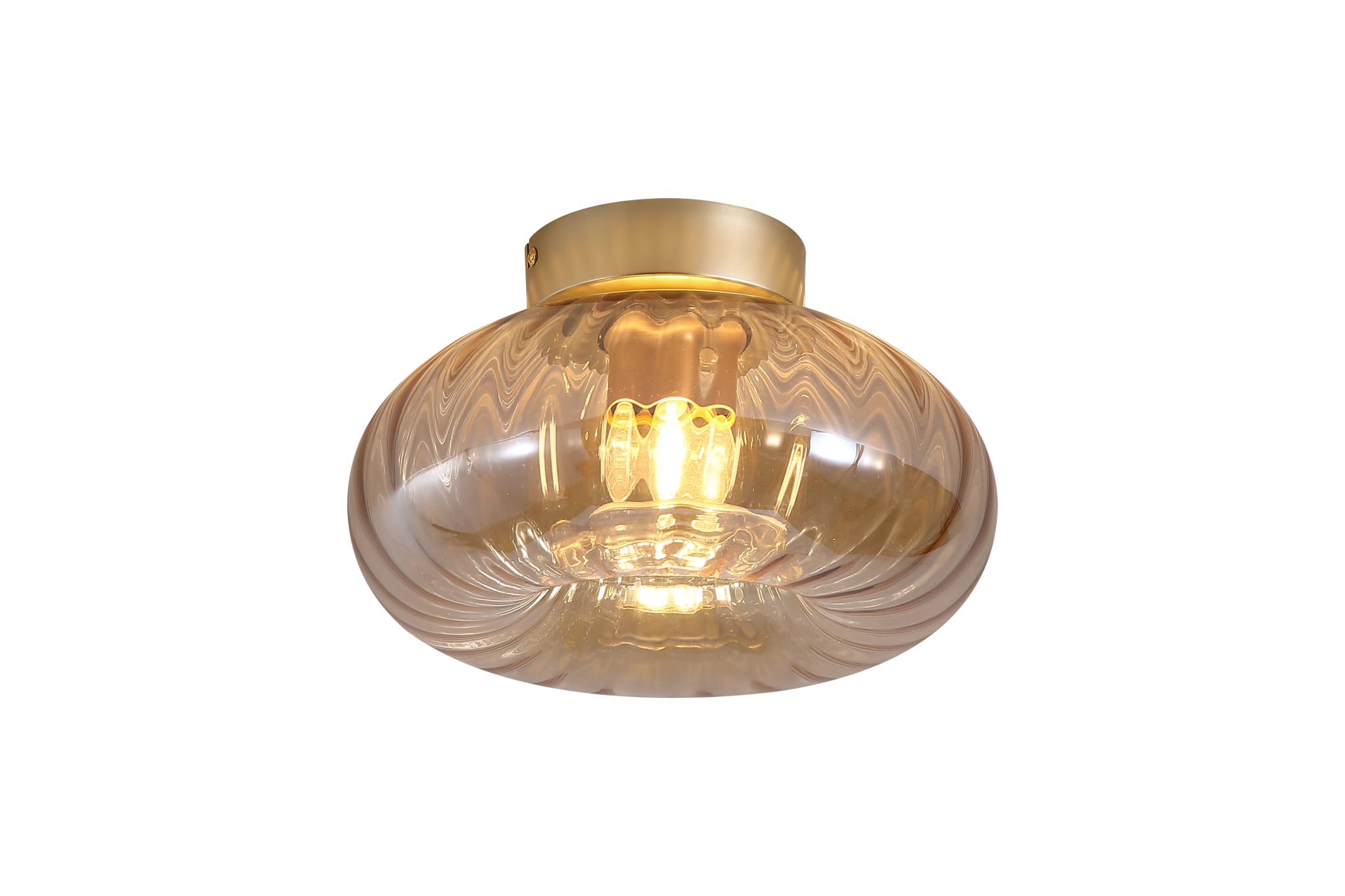 Celestial 1Lt Flush, Gold Metal with Amber Glass