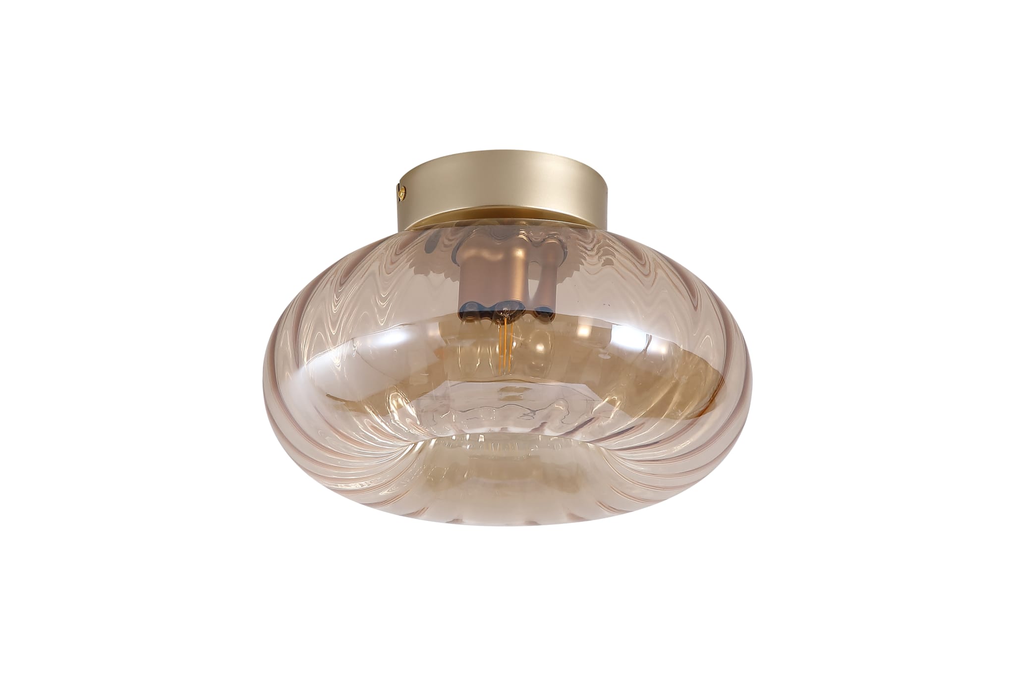 Celestial 1Lt Flush, Gold Metal with Amber Glass