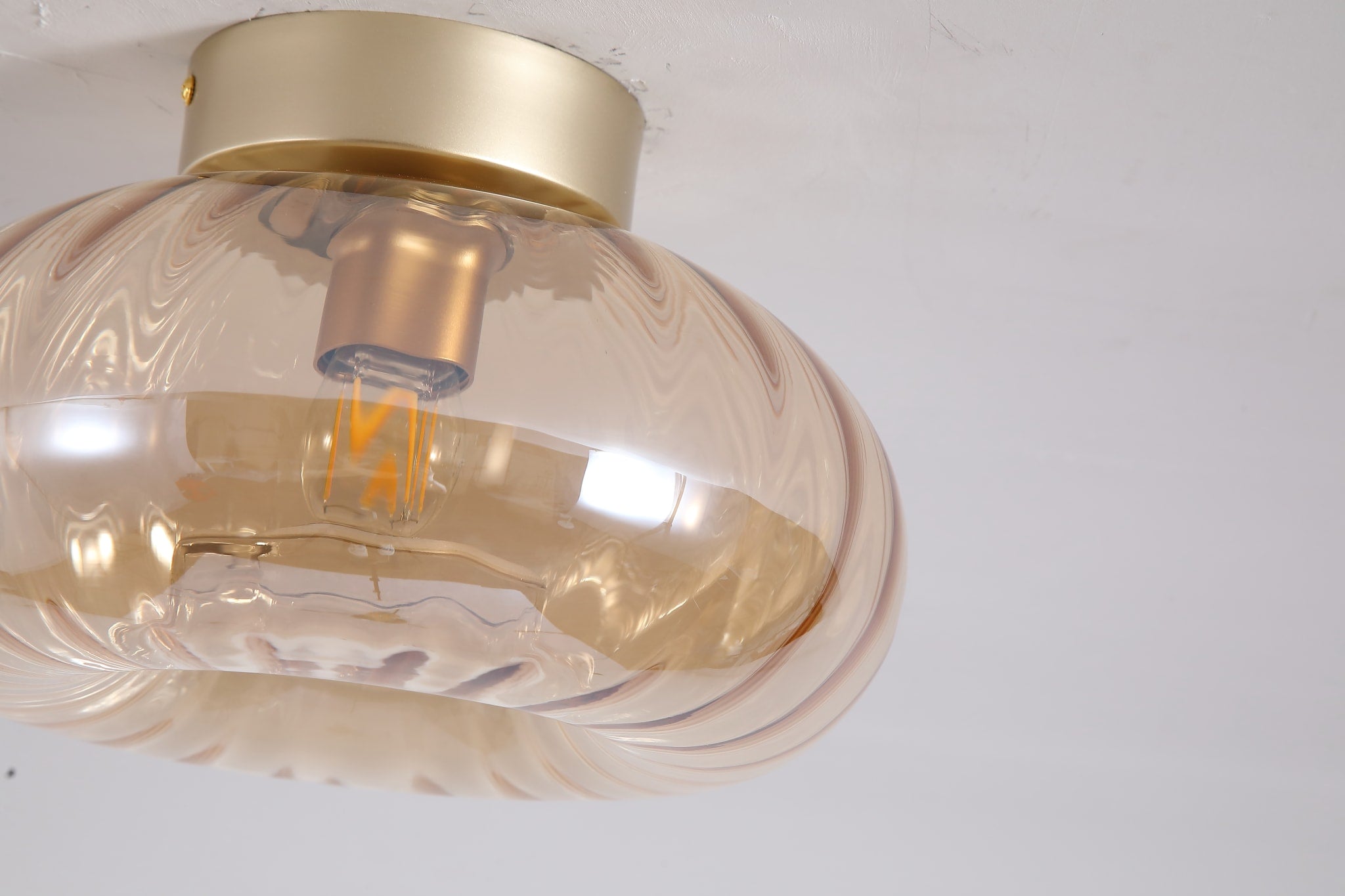 Celestial 1Lt Flush, Gold Metal with Amber Glass