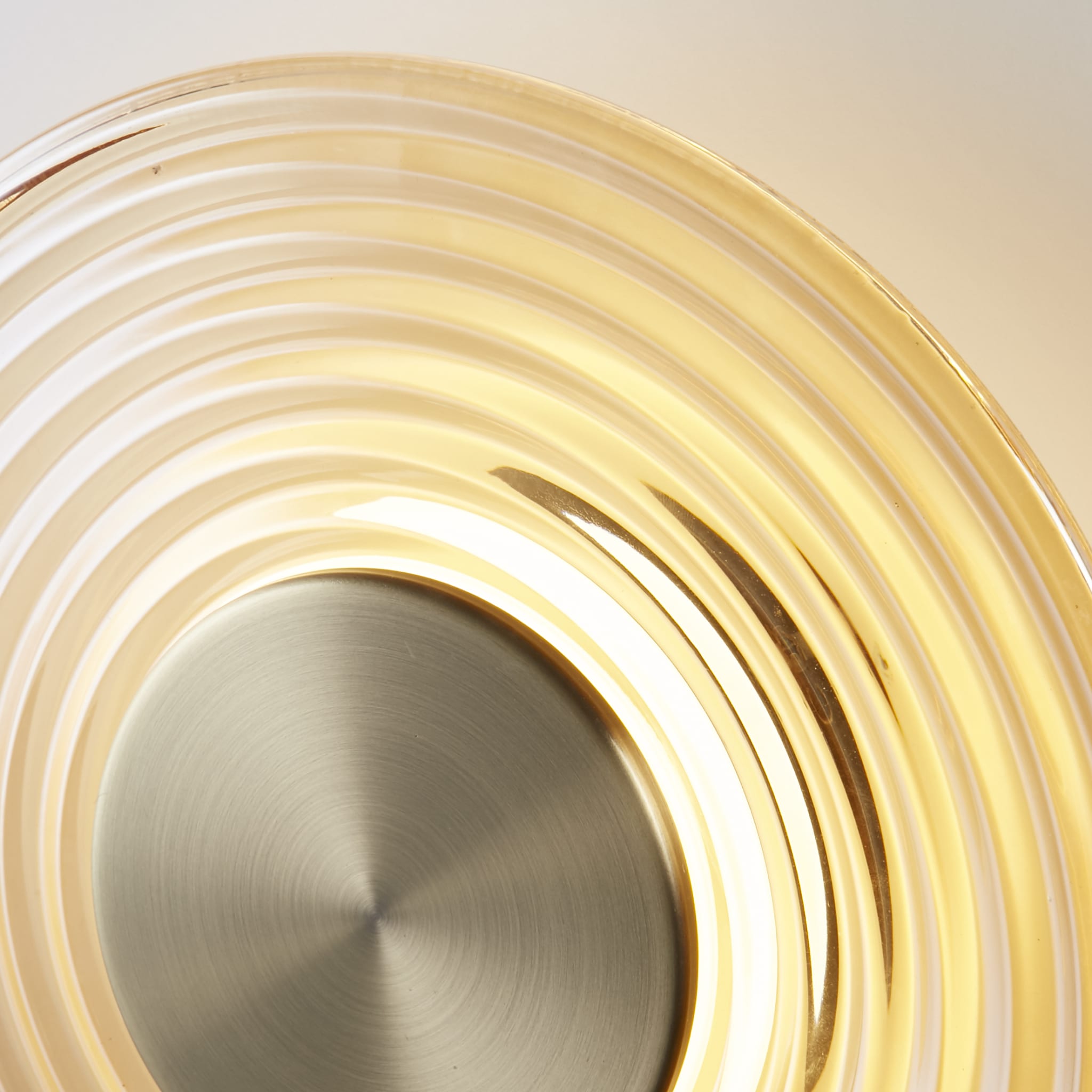 Cleo LED Wall Light, Antique Brass Metal with Amber Glass