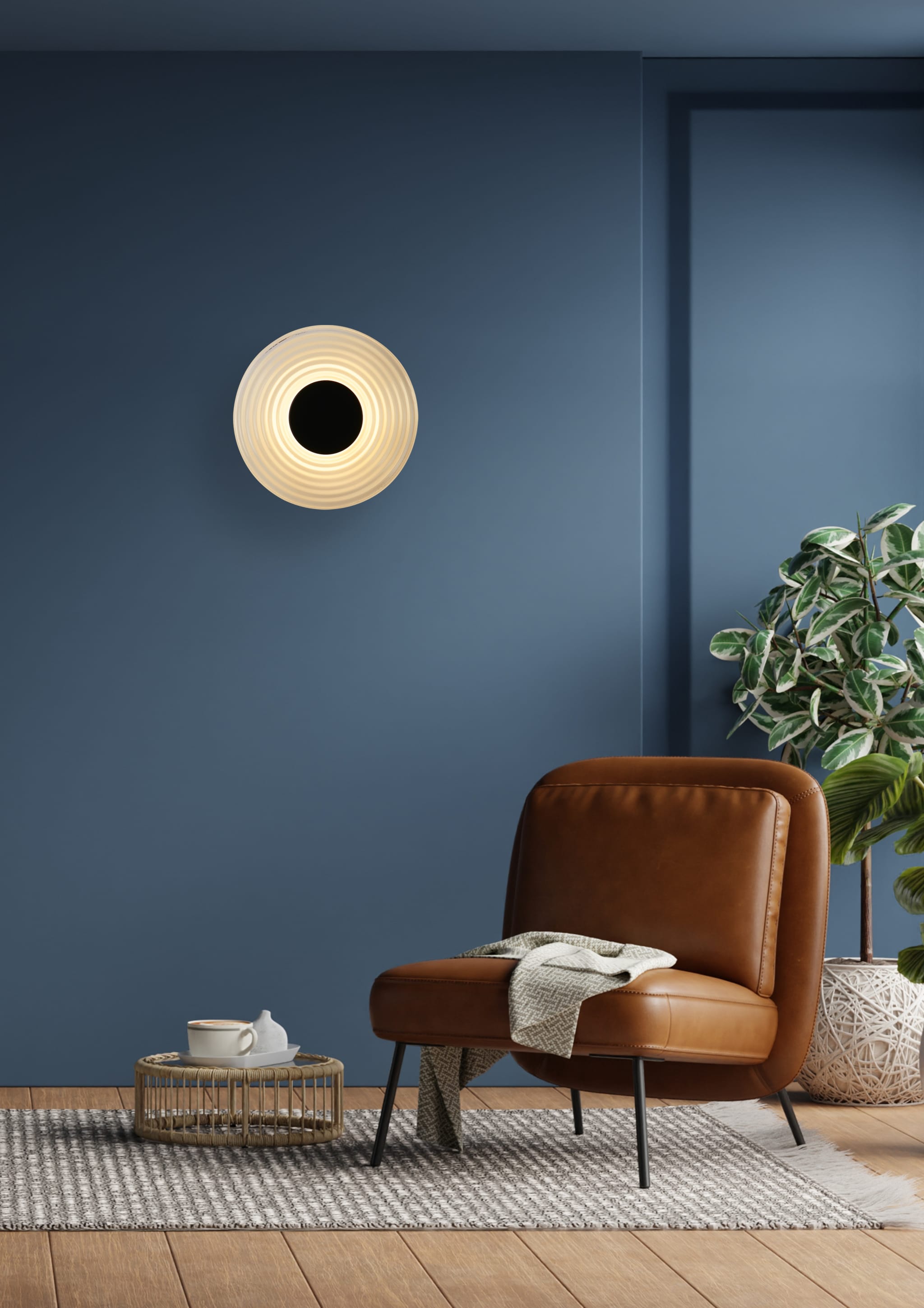 Cleo LED Wall Light, Matt Black Metal with Clear Glass