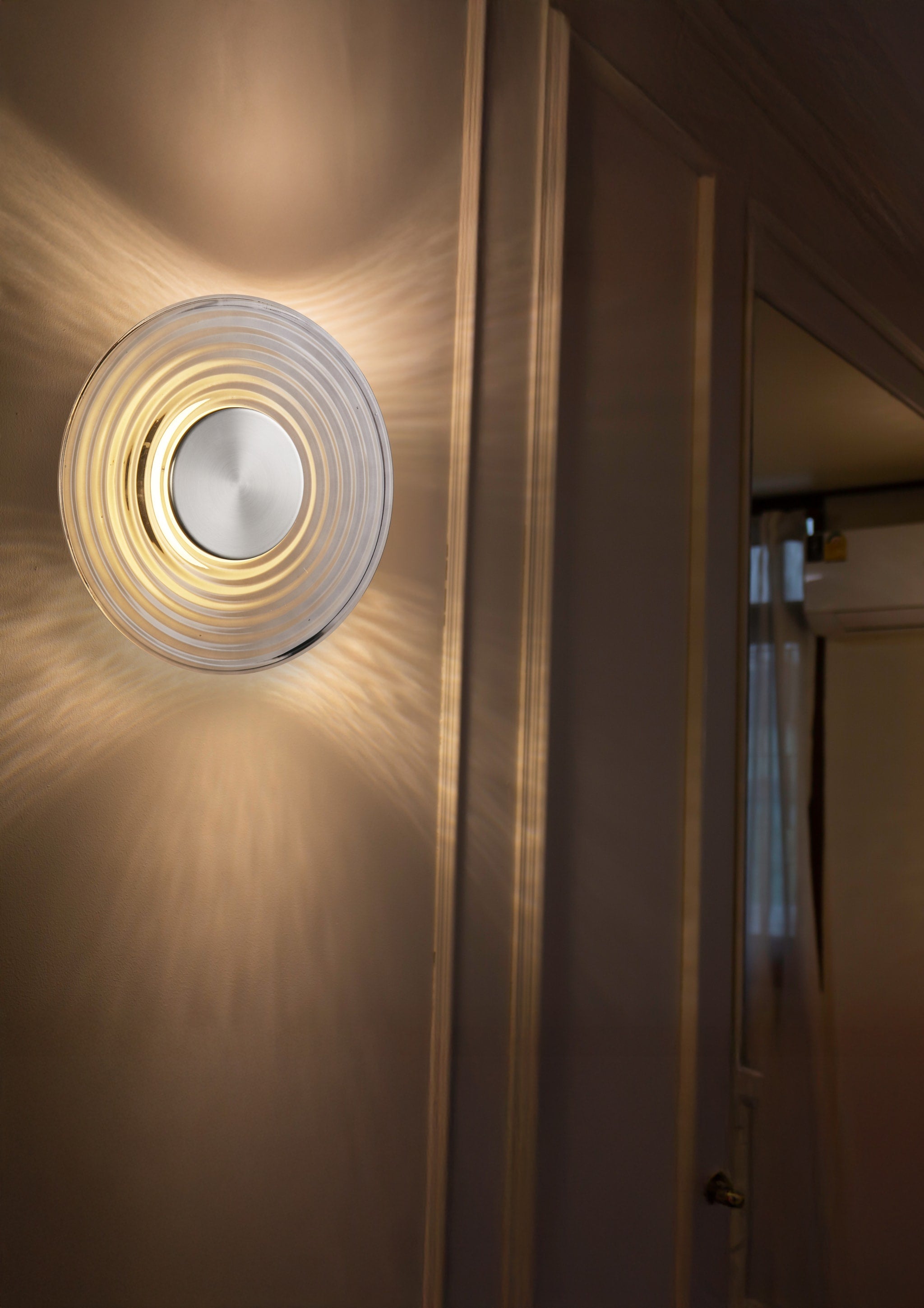 Cleo LED Wall Light, Satin Nickel Metal and Grey Glass