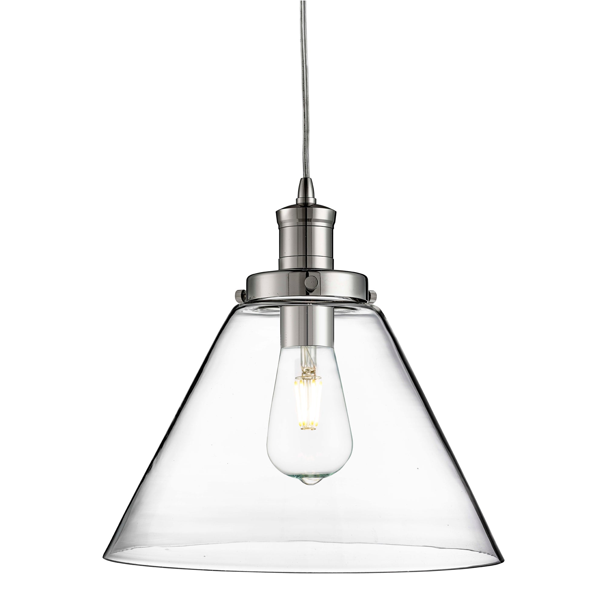 Pyramid Pendant - Metal & Glass Chrome and Clear