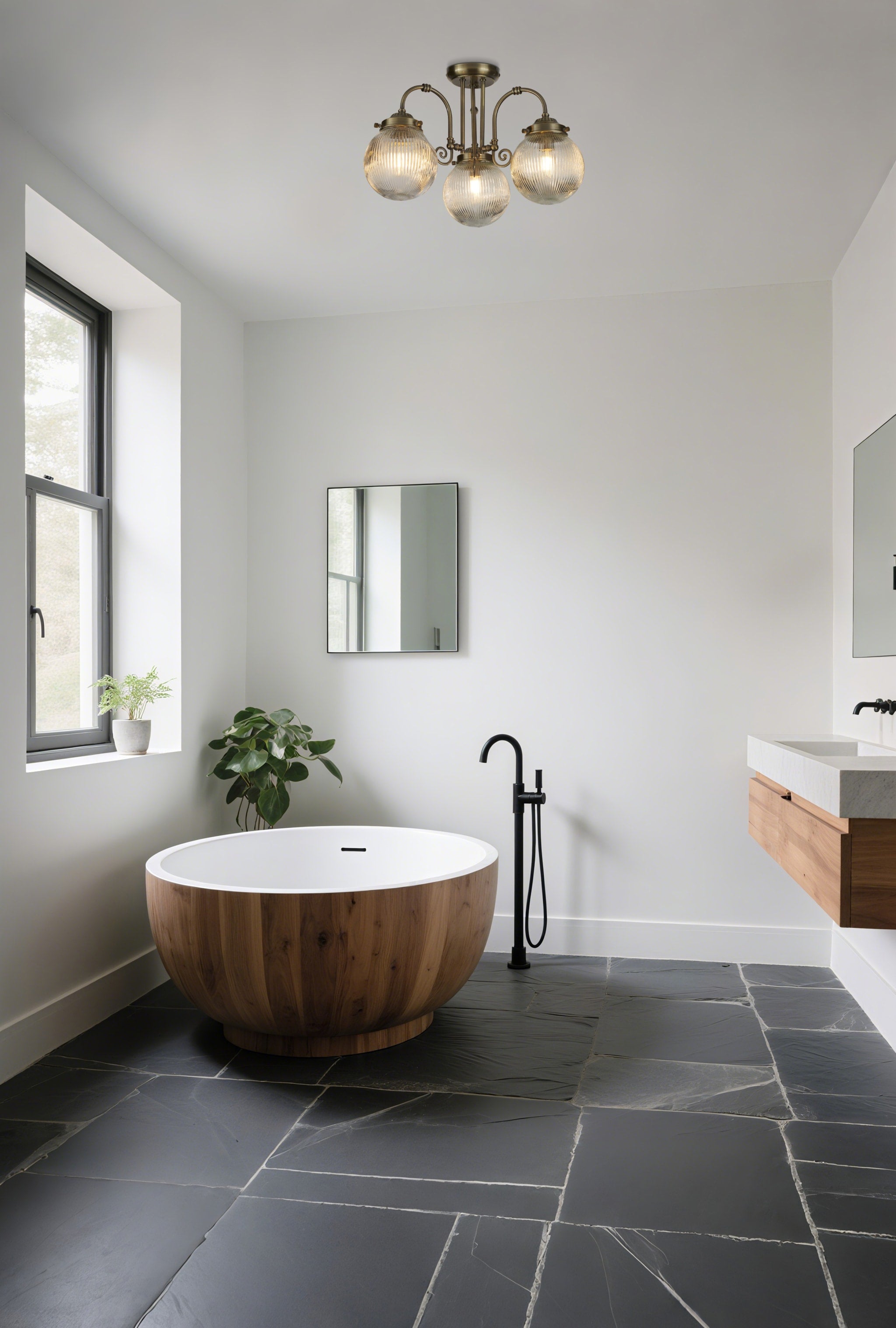 Belvue 3Lt Flush  - Antique Brass Metal & Clear Glass