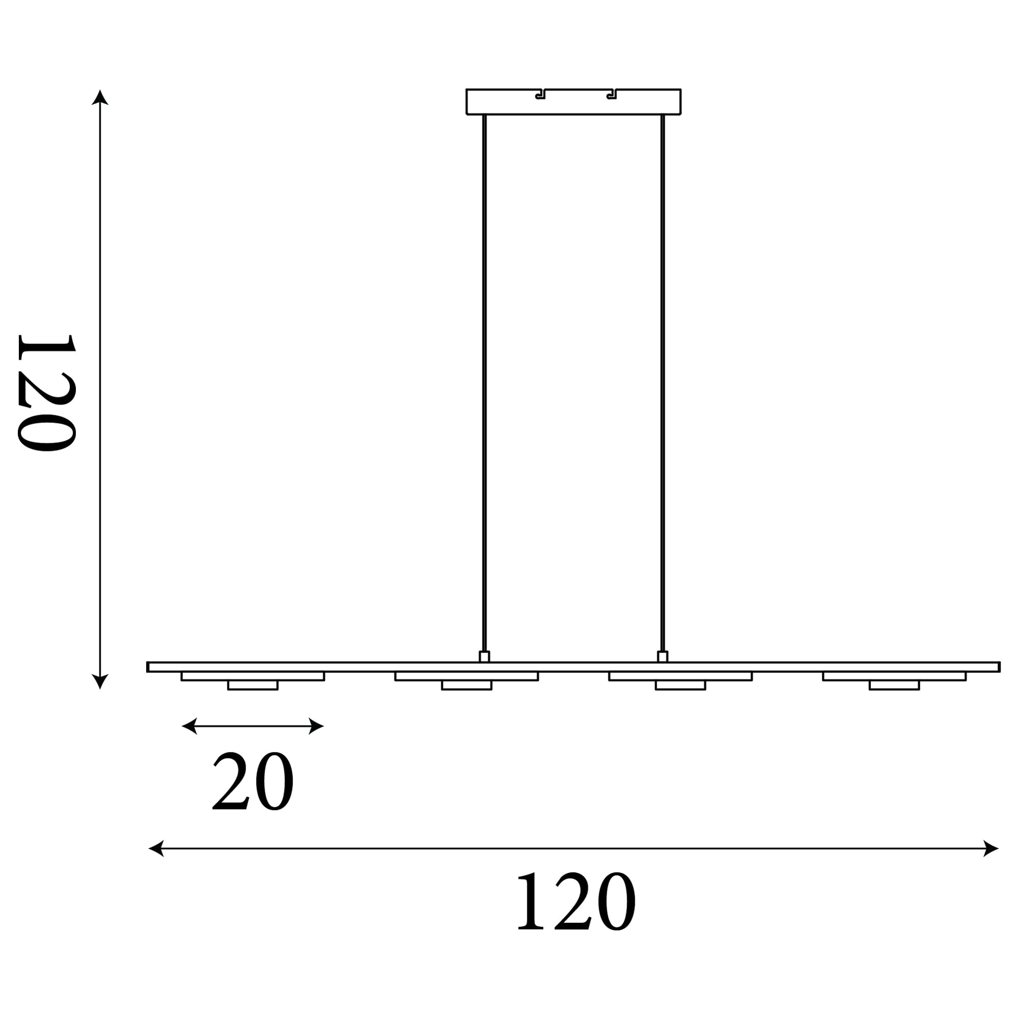 Space 4Lt LED Bar Pendant, Black Metal