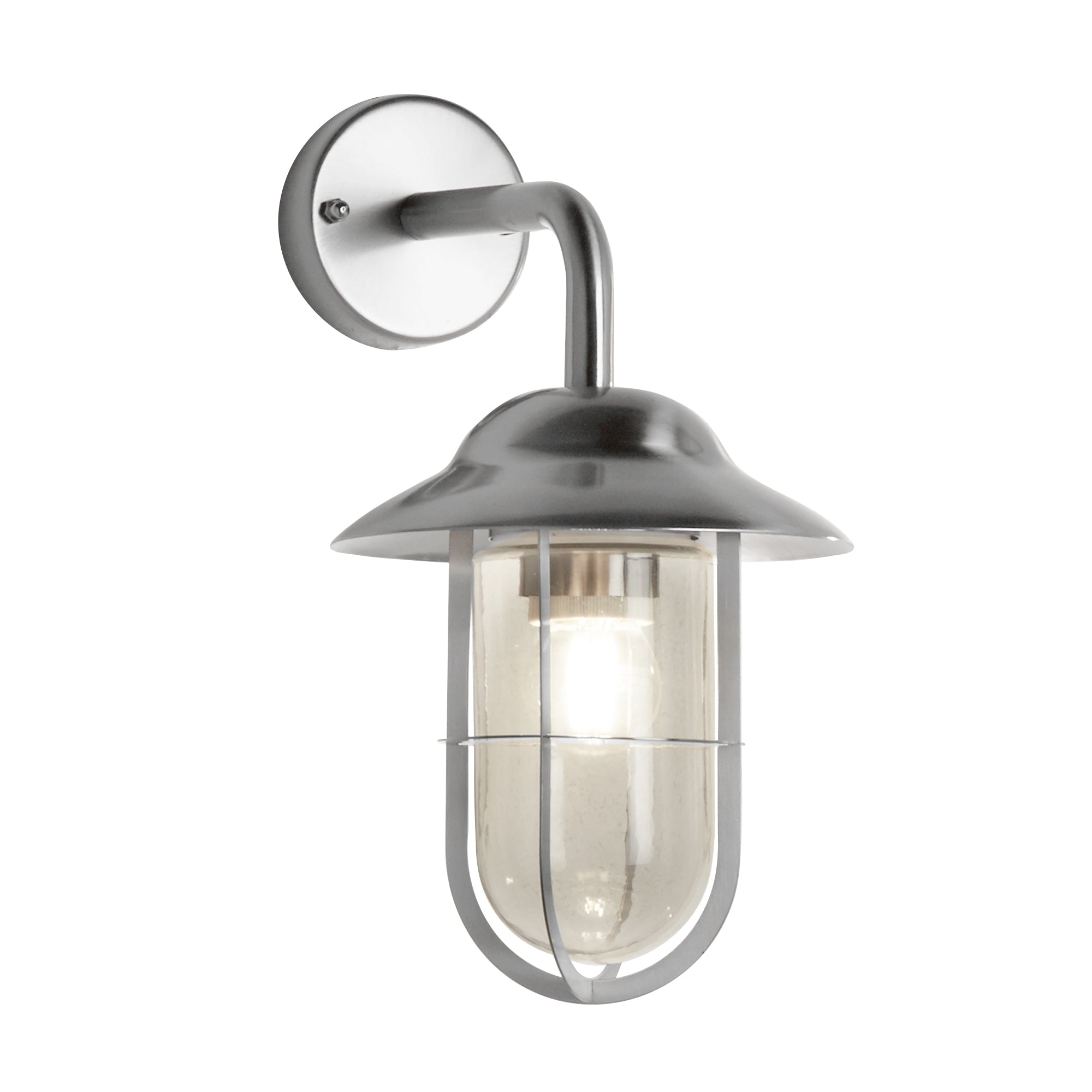 Toronto Outdoor Wall Light - Meyal & Glass Satin Silver and Clear