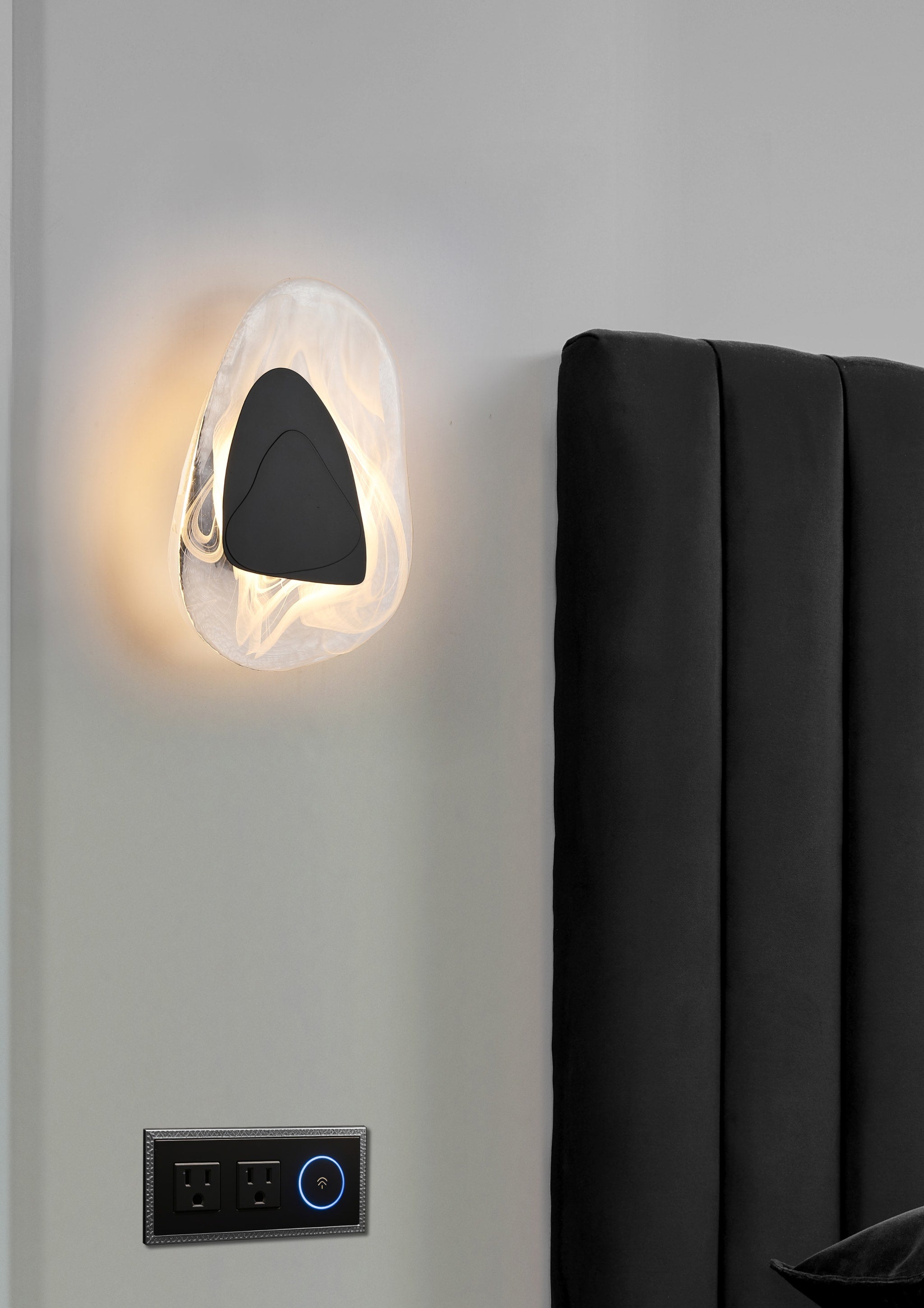 Destiny LED Wall Light, Matt Black Metal with Glass