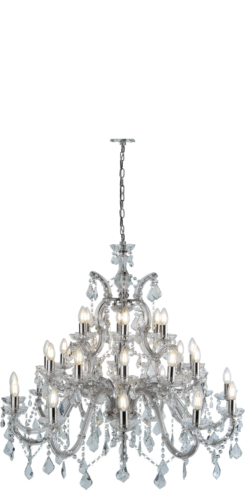 Marie Therese Chandelier - Clear Crystal Chrome / 30