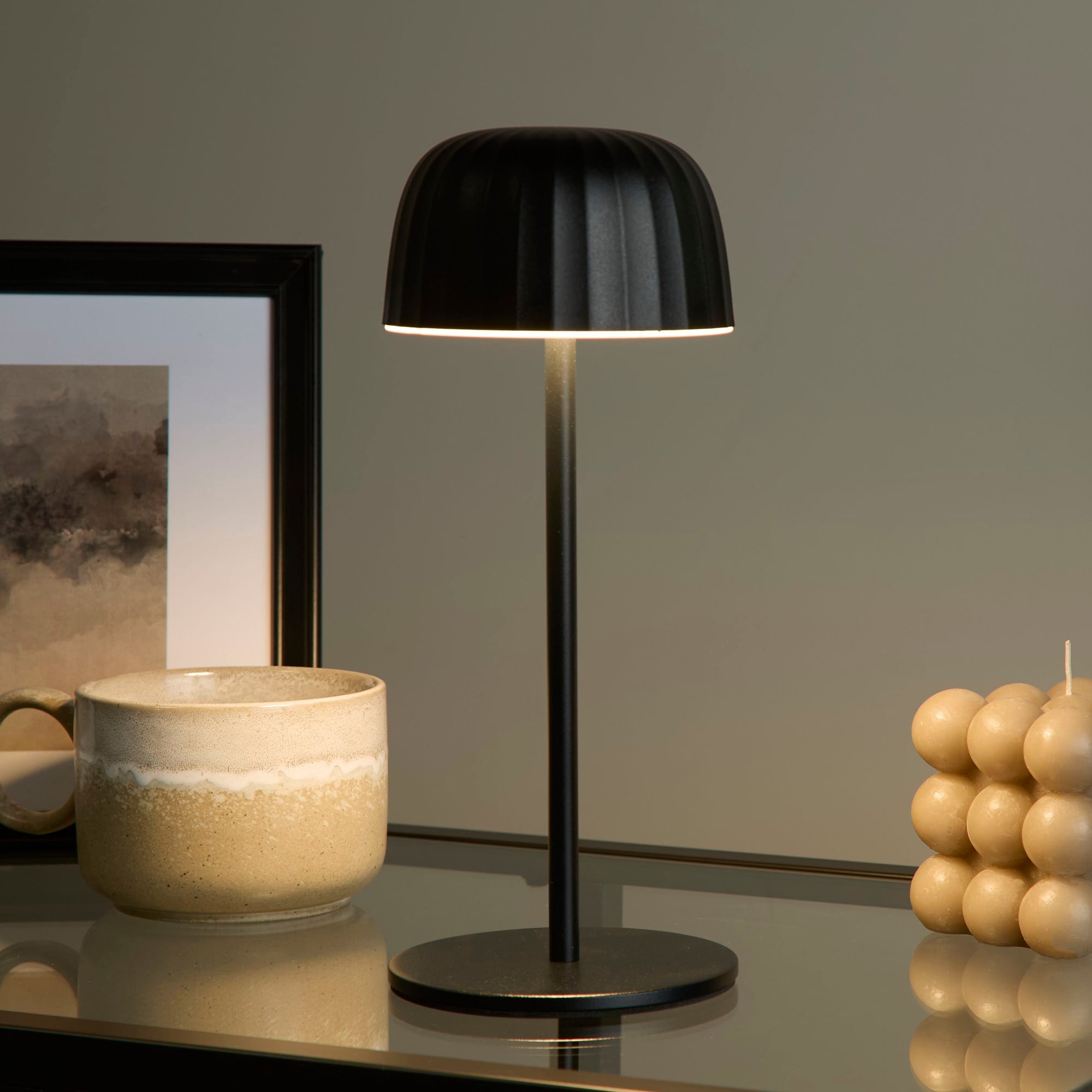 Ezra Outdoor Rechargeable Table Lamp, Black