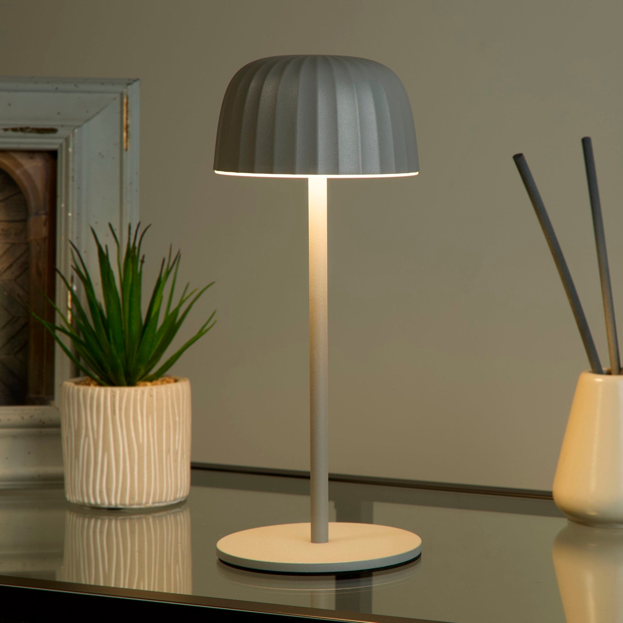 Ezra Outdoor Rechargeable Table Lamp, Grey
