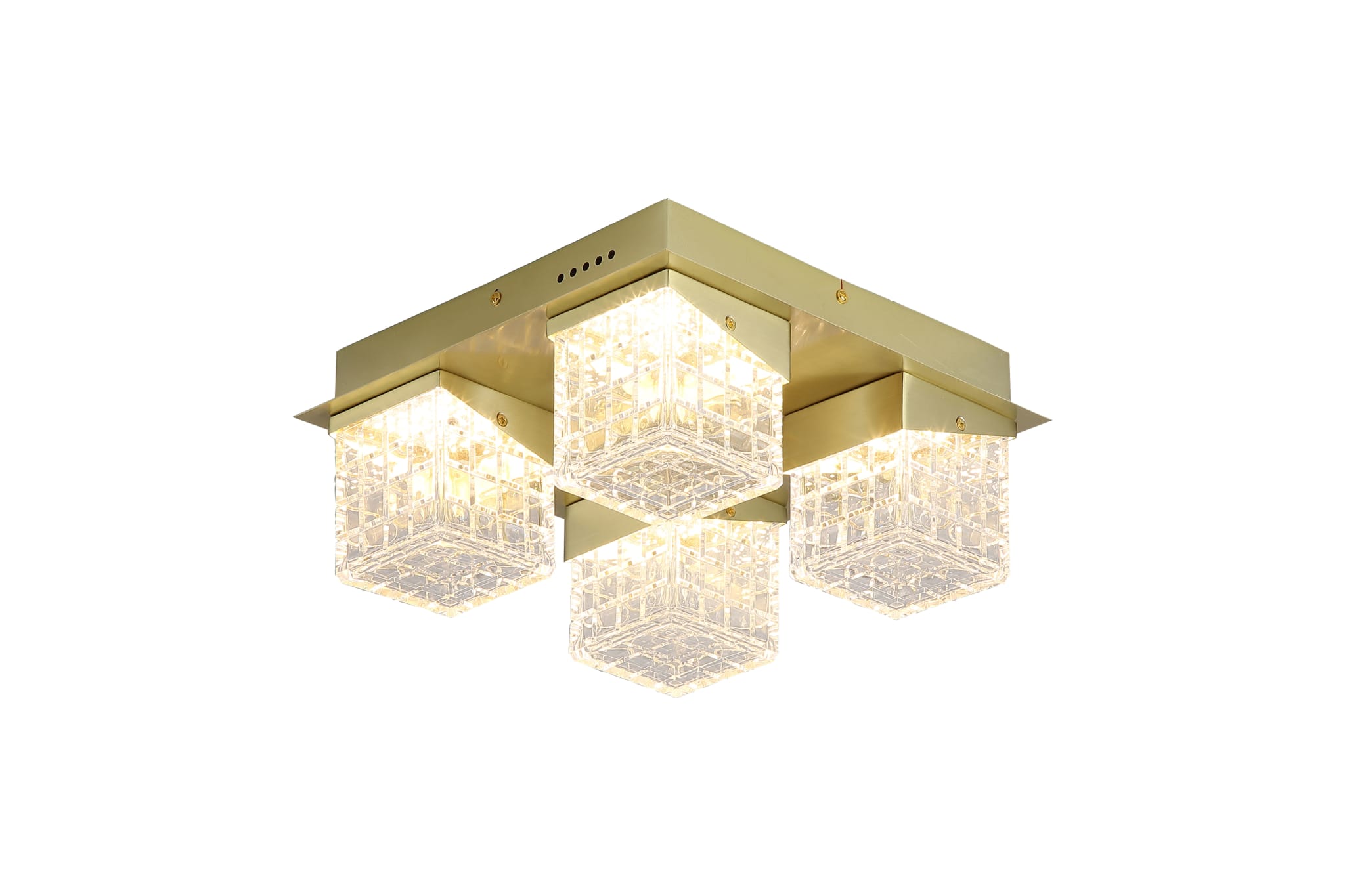 Cuboid 4Lt Flush ,Satin Brass Metal with Clear Acrylic