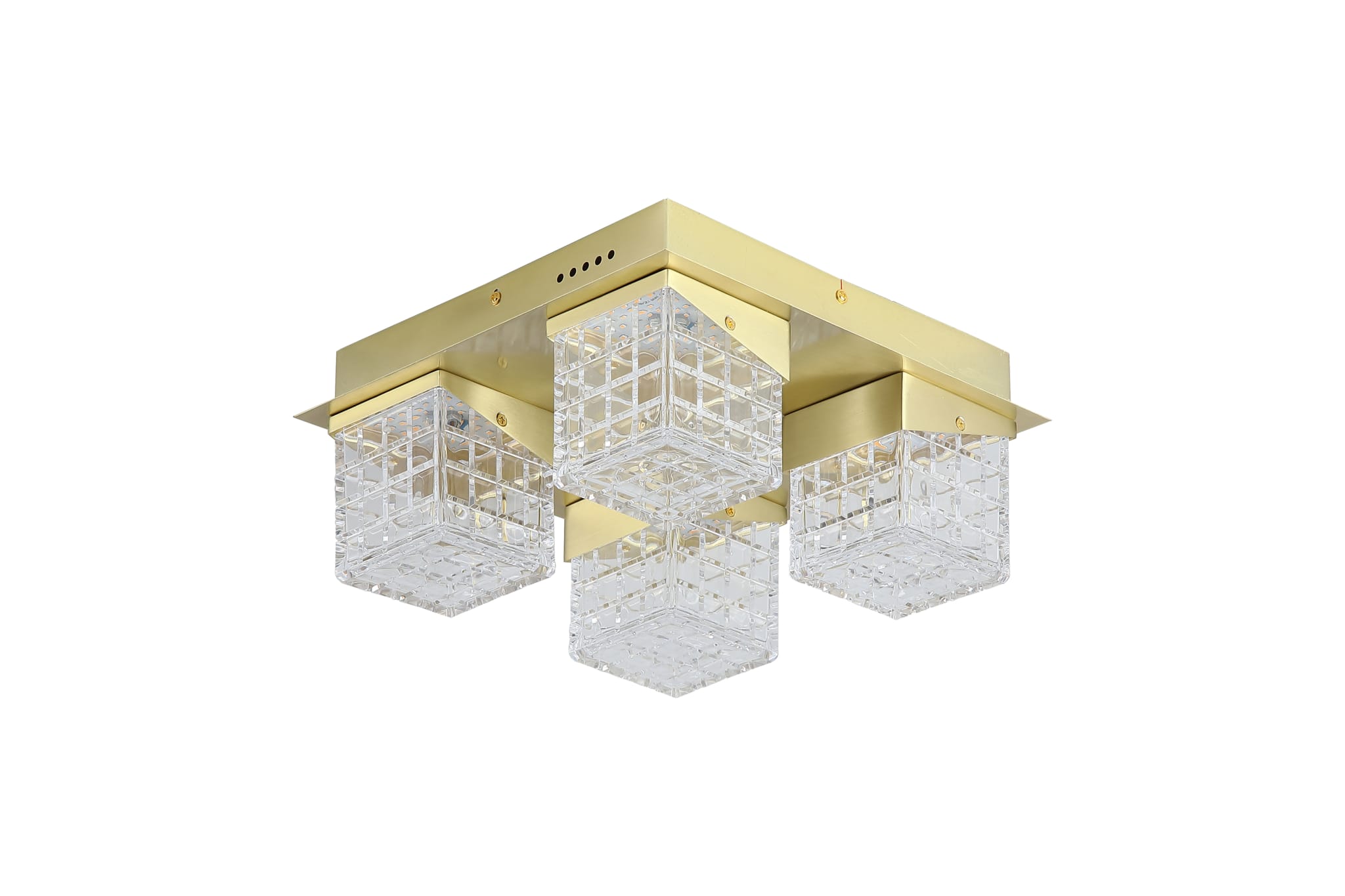 Cuboid 4Lt Flush ,Satin Brass Metal with Clear Acrylic