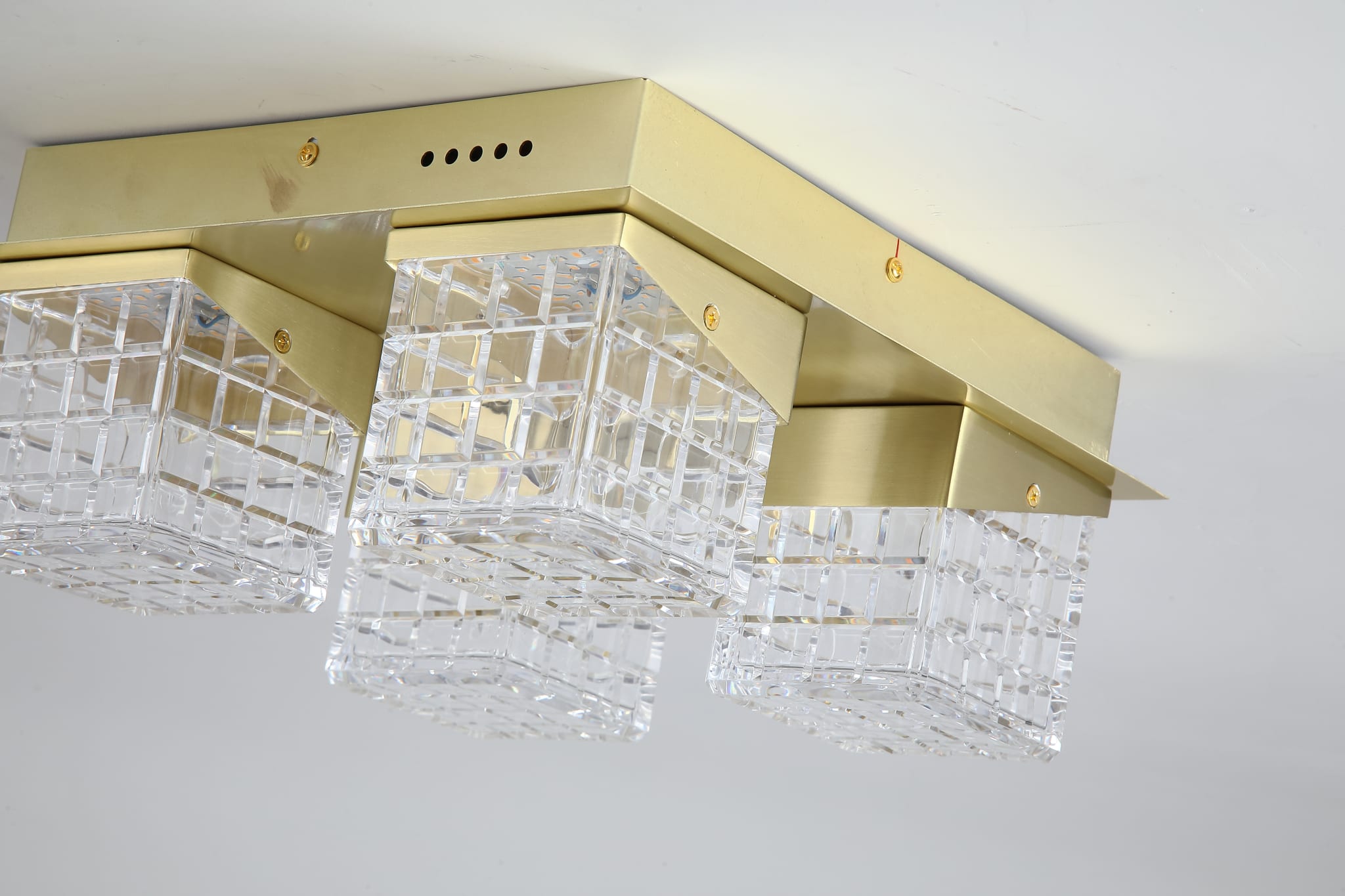 Cuboid 4Lt Flush ,Satin Brass Metal with Clear Acrylic