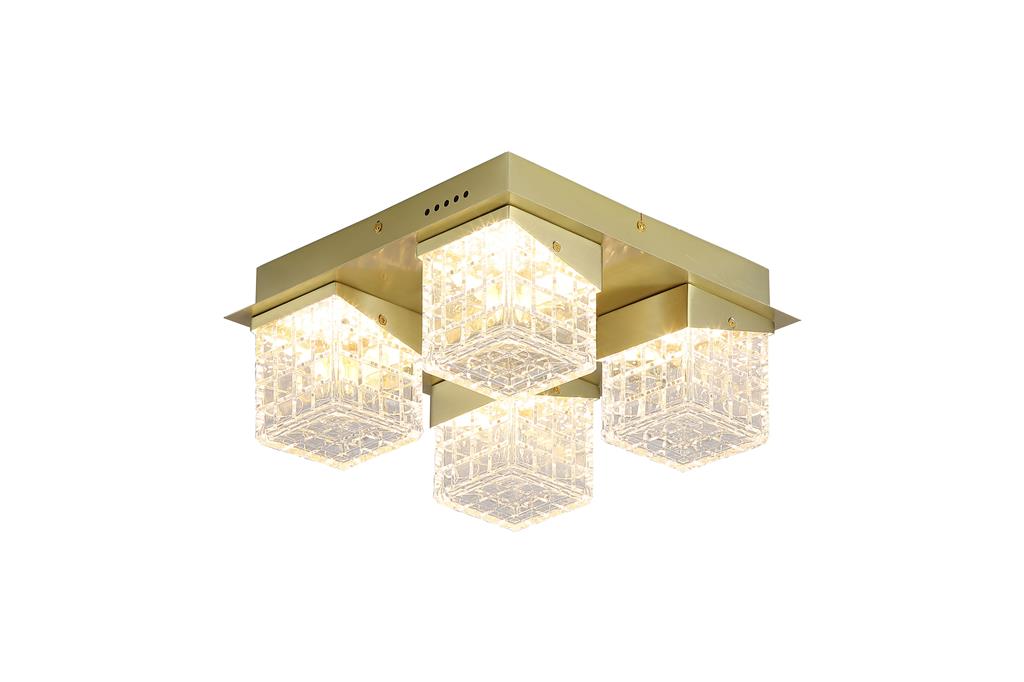 Cuboid 4Lt Flush ,Satin Brass Metal with Clear Acrylic