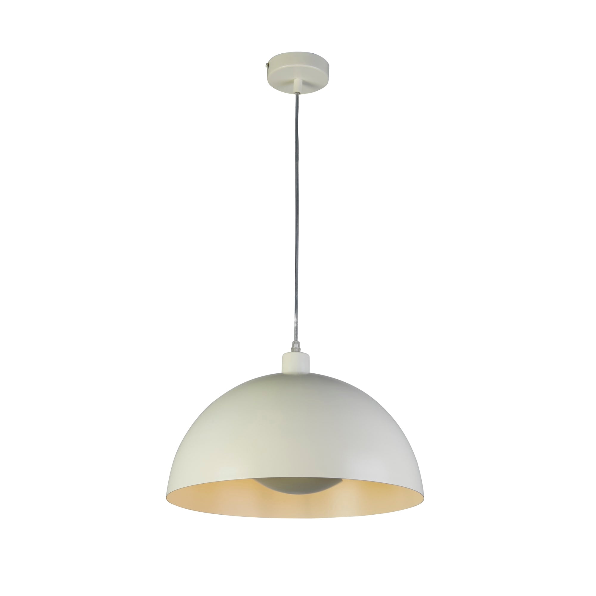 Mars 1LT Pendant, Matt Cream Metal  & Cream Inner 25cm