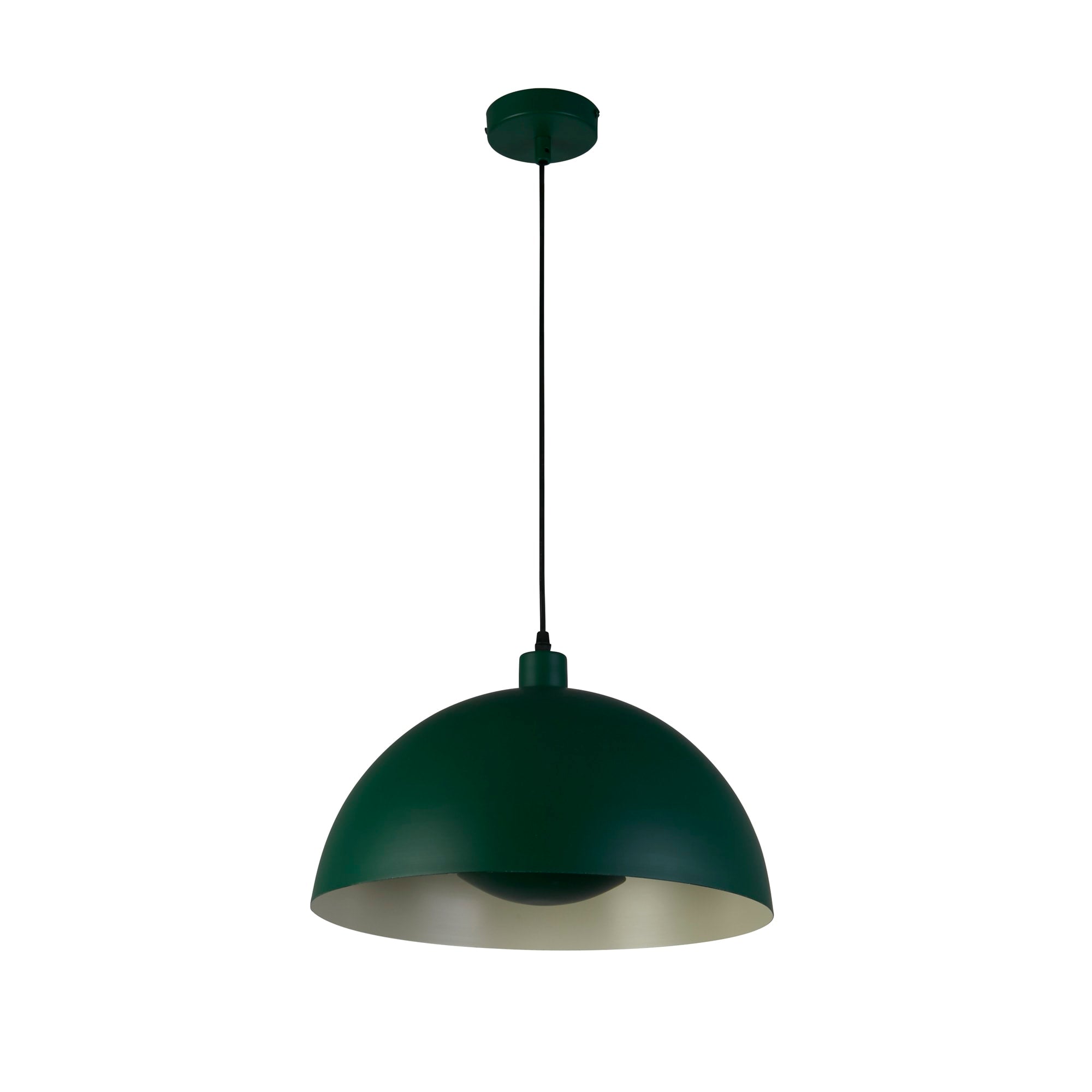 Mars 1LT Pendant, Matt Green Metal & Cream Inner 25cm