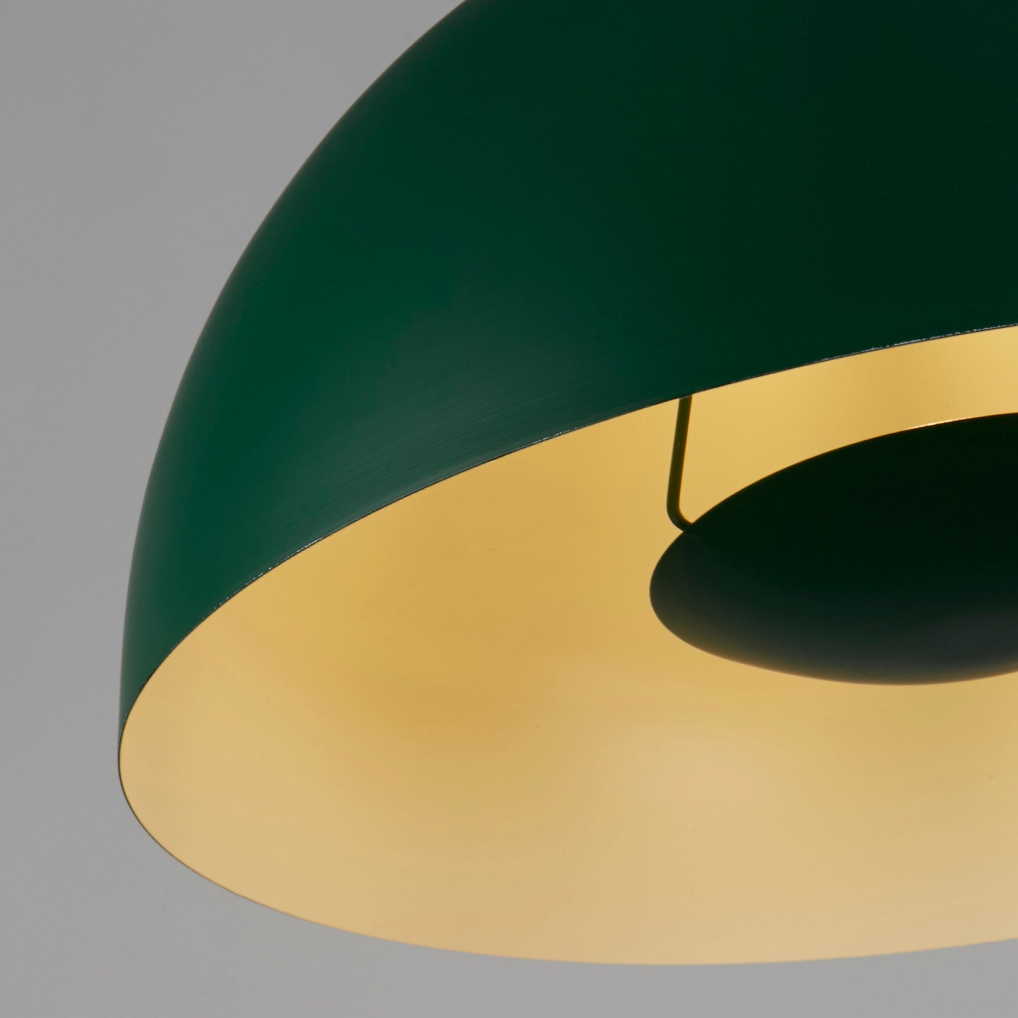Mars 1LT Pendant, Matt Green Metal & Cream Inner 25cm