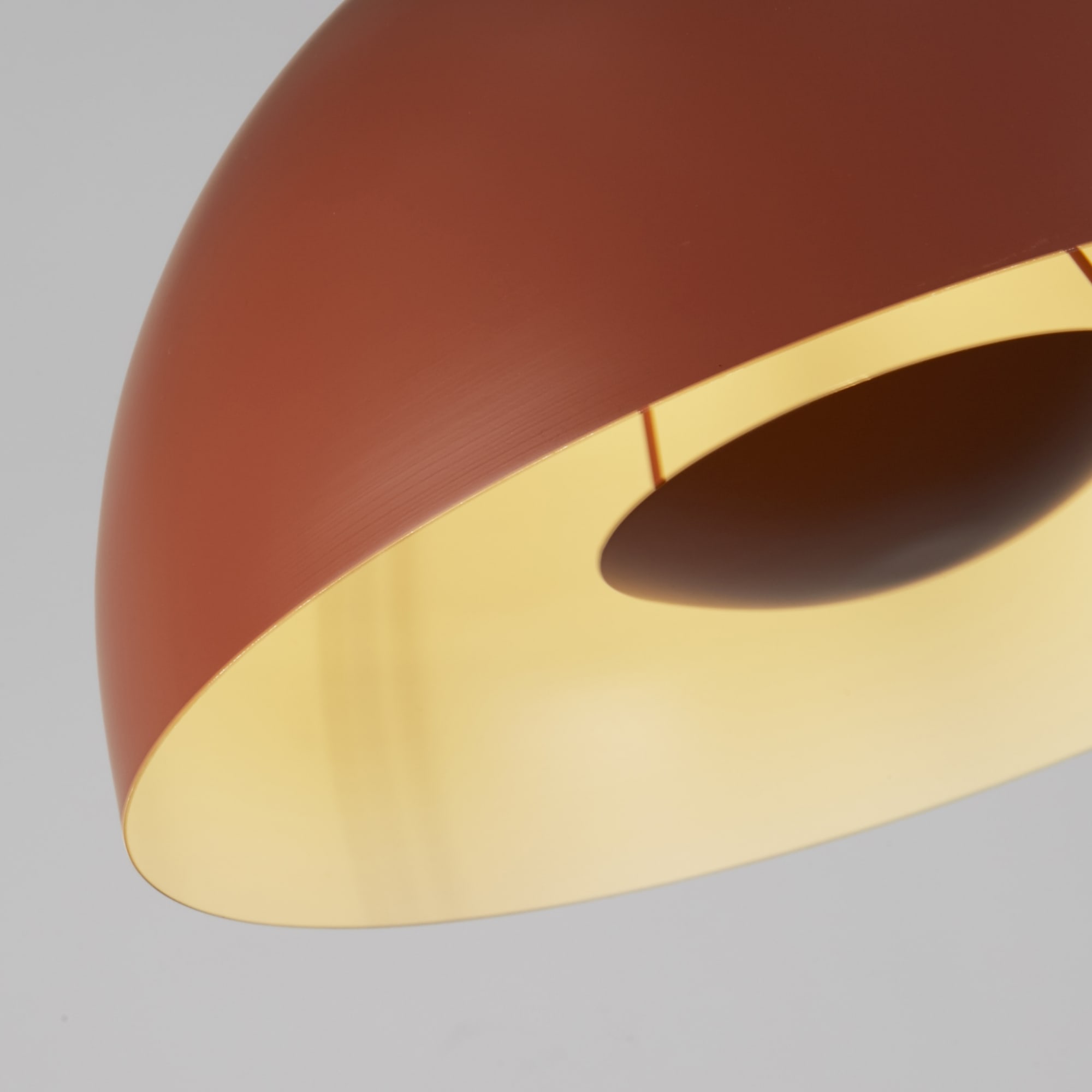 Mars 1LT Pendant, Burnt Orange Metal & Cream Inner 25cm
