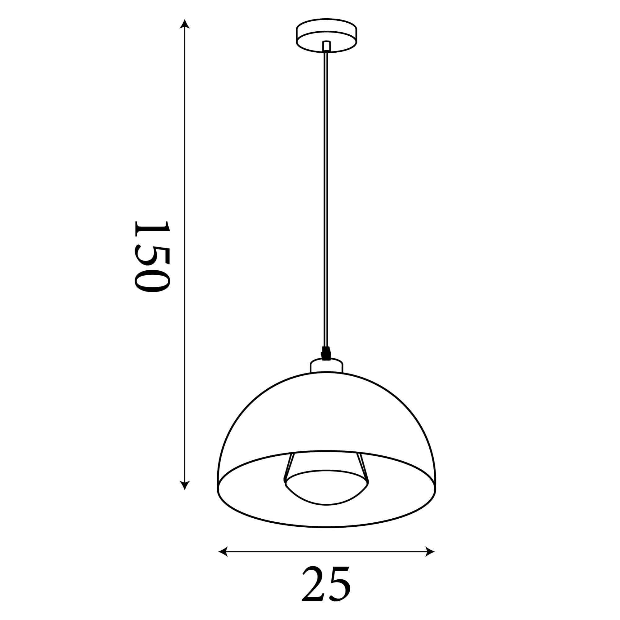 Mars 1LT Pendant, Burnt Orange Metal & Cream Inner 25cm