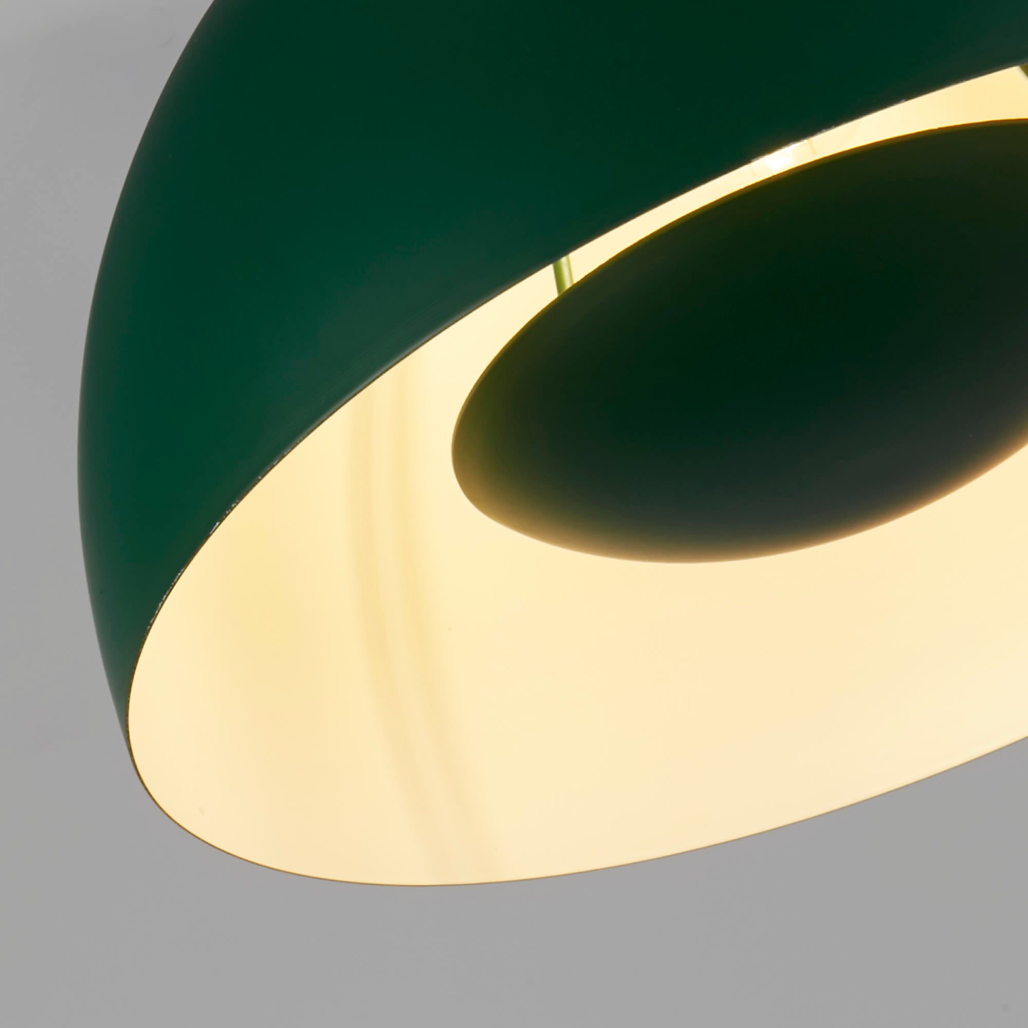 Mars 1LT Pendant, Matt Green Metal & Cream Inner 40cm