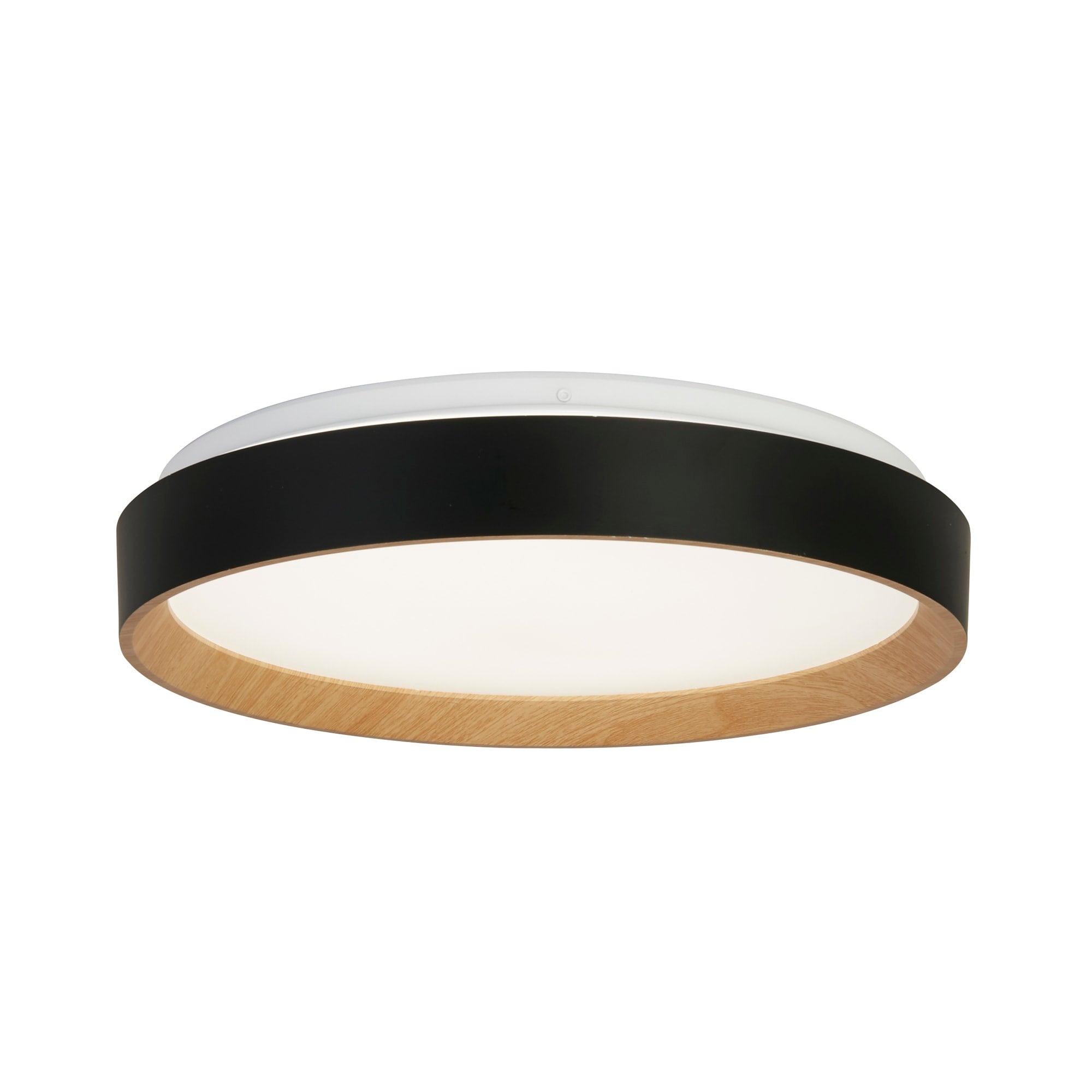 Sorrento LED Flush Black with Wood Transfer