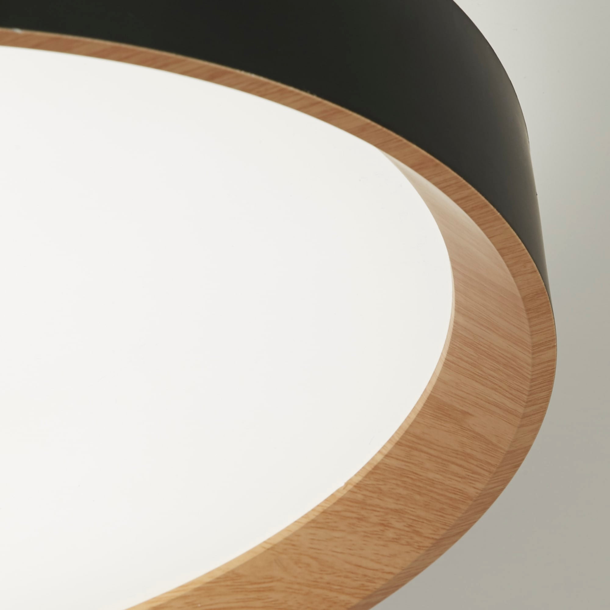 Sorrento LED Flush Black with Wood Transfer