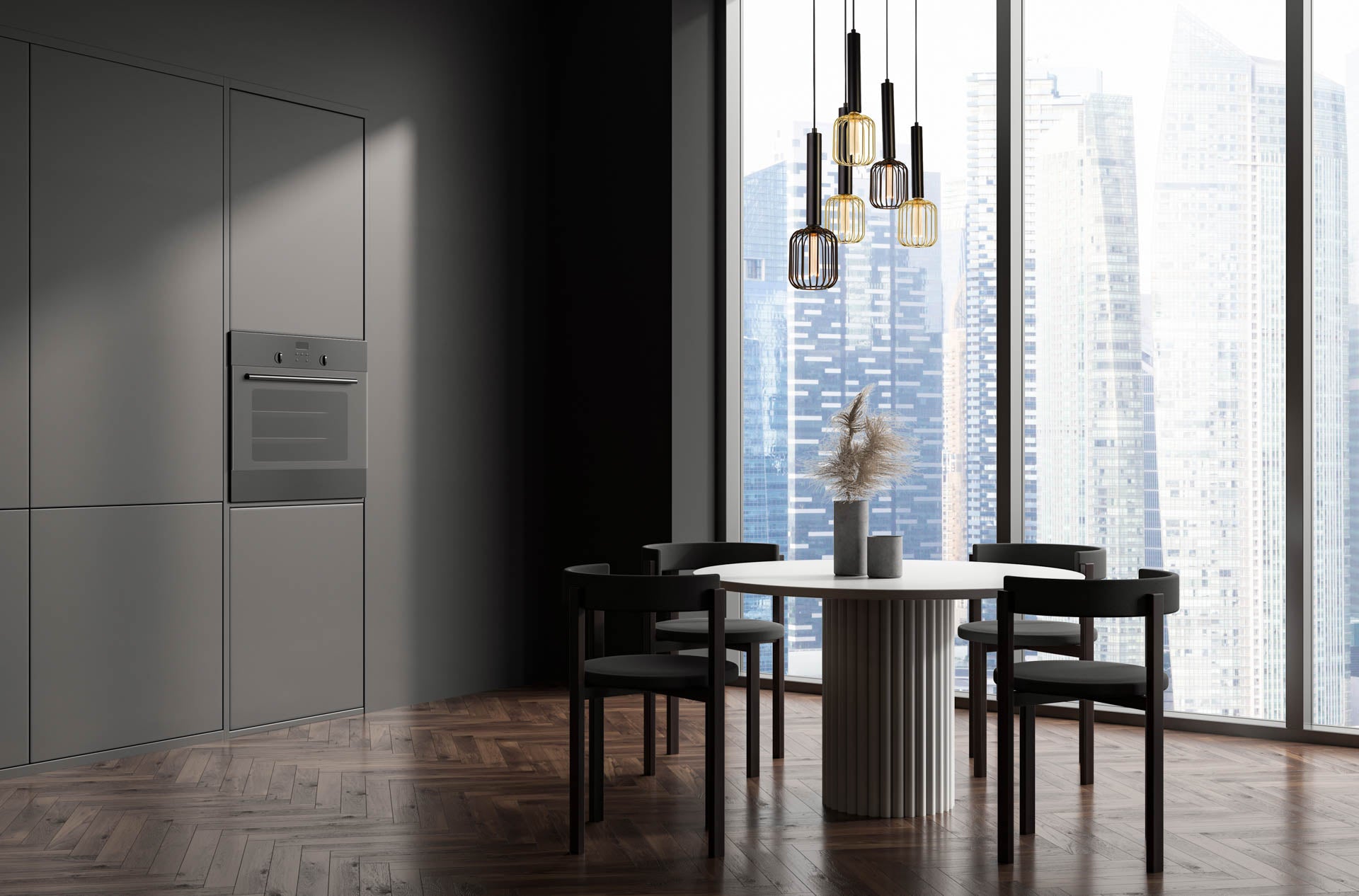 Dulwich  Multi-Drop Pendant - Black Metal