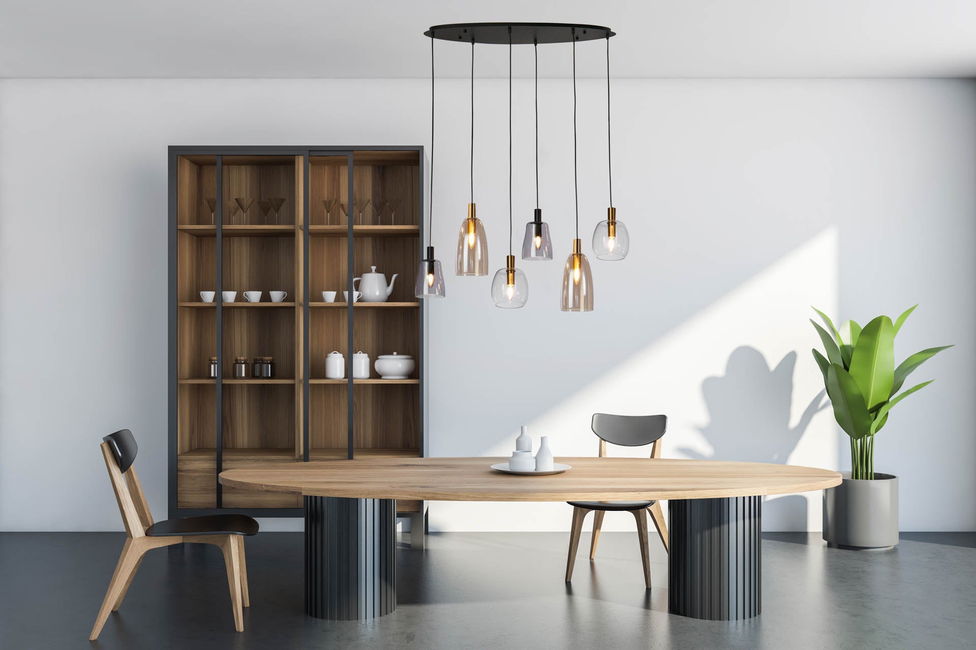 Divine  Multi-Drop Pendant - Black Metal & Coloured Glass