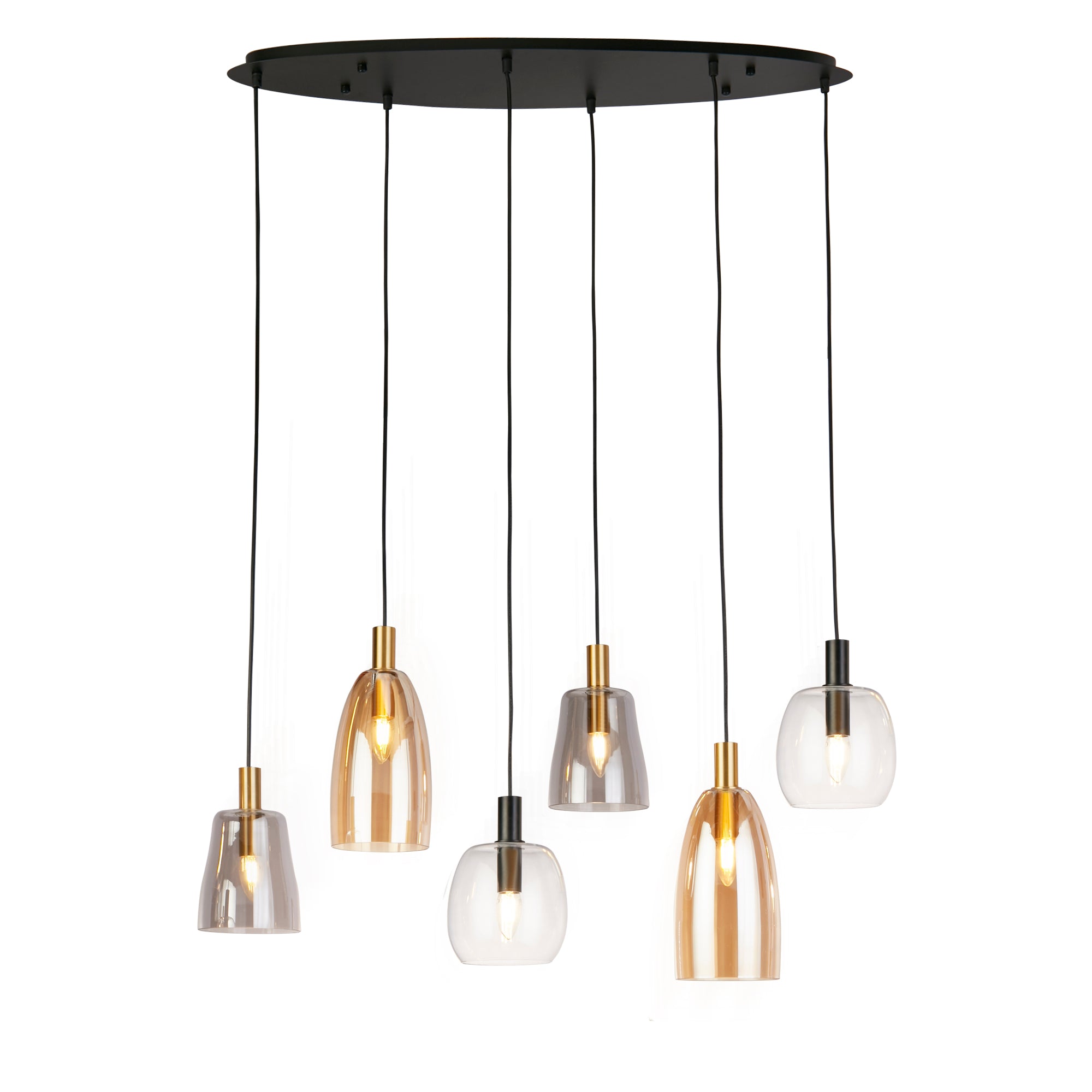 Divine  Multi-Drop Pendant - Black Metal & Coloured Glass