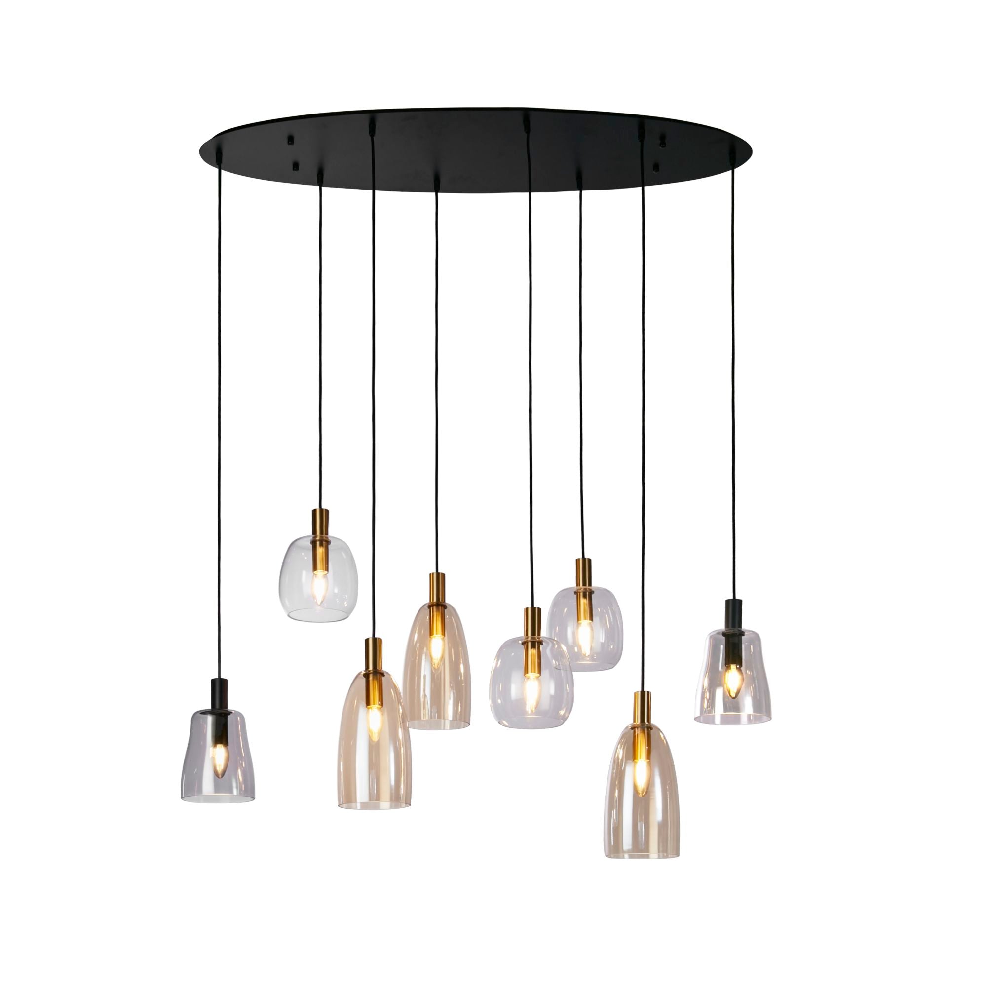 Divine 8Lt Multi-Drop Pendant - Black Metal & Coloured Glass Black / 8