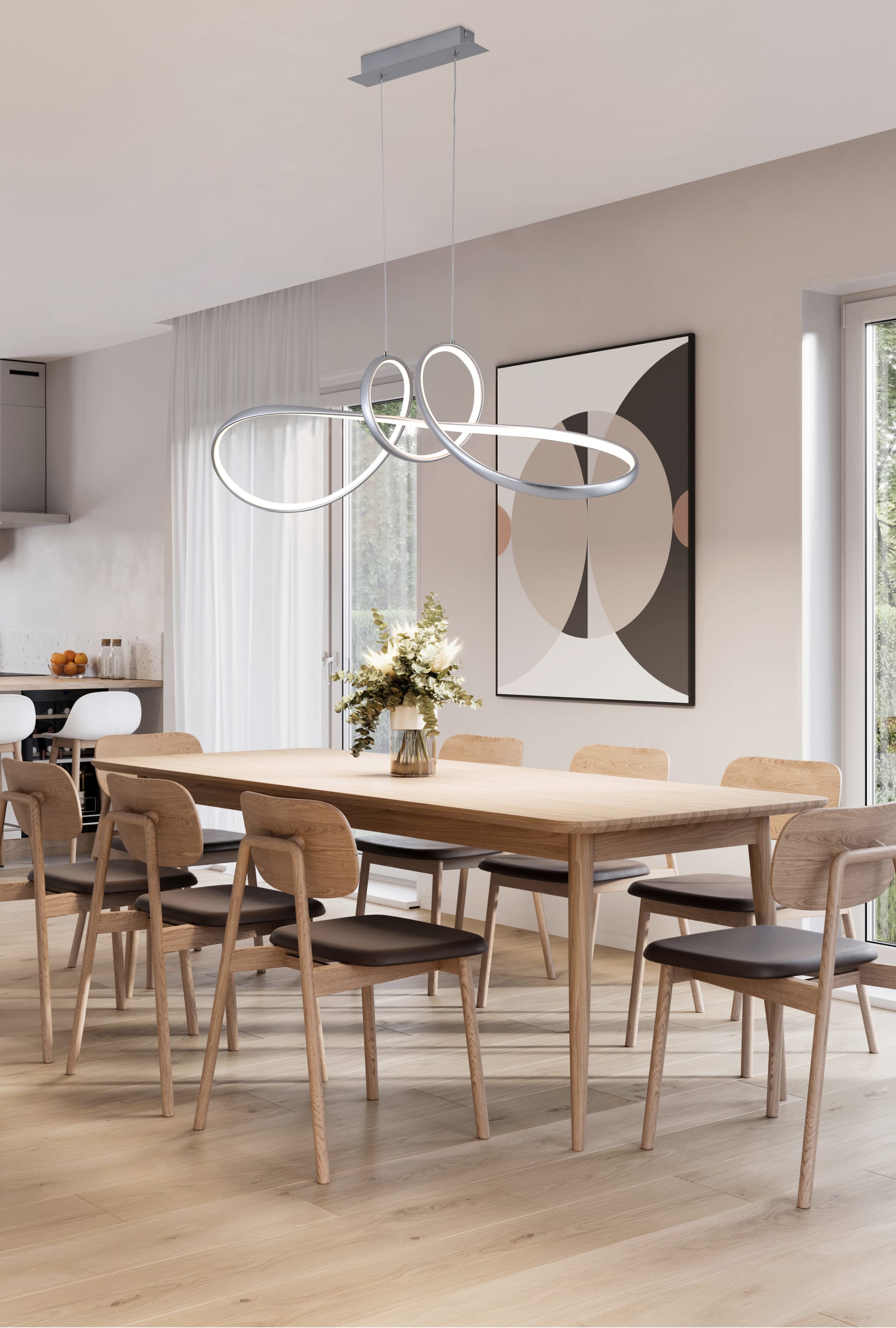 Maisie LED Pendant, Grey Metal