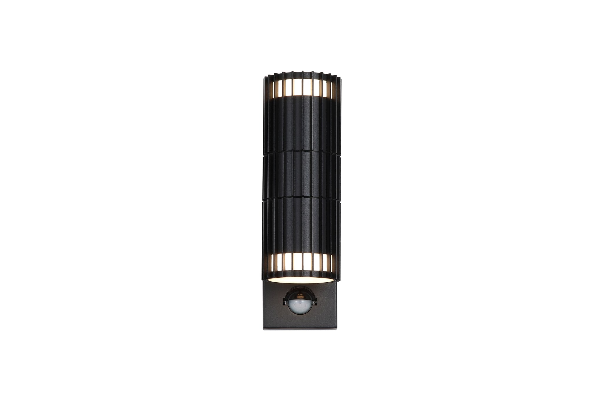 Detroit 2Lt Up/Down Outdoor Wall Light with PIR, Black Metal