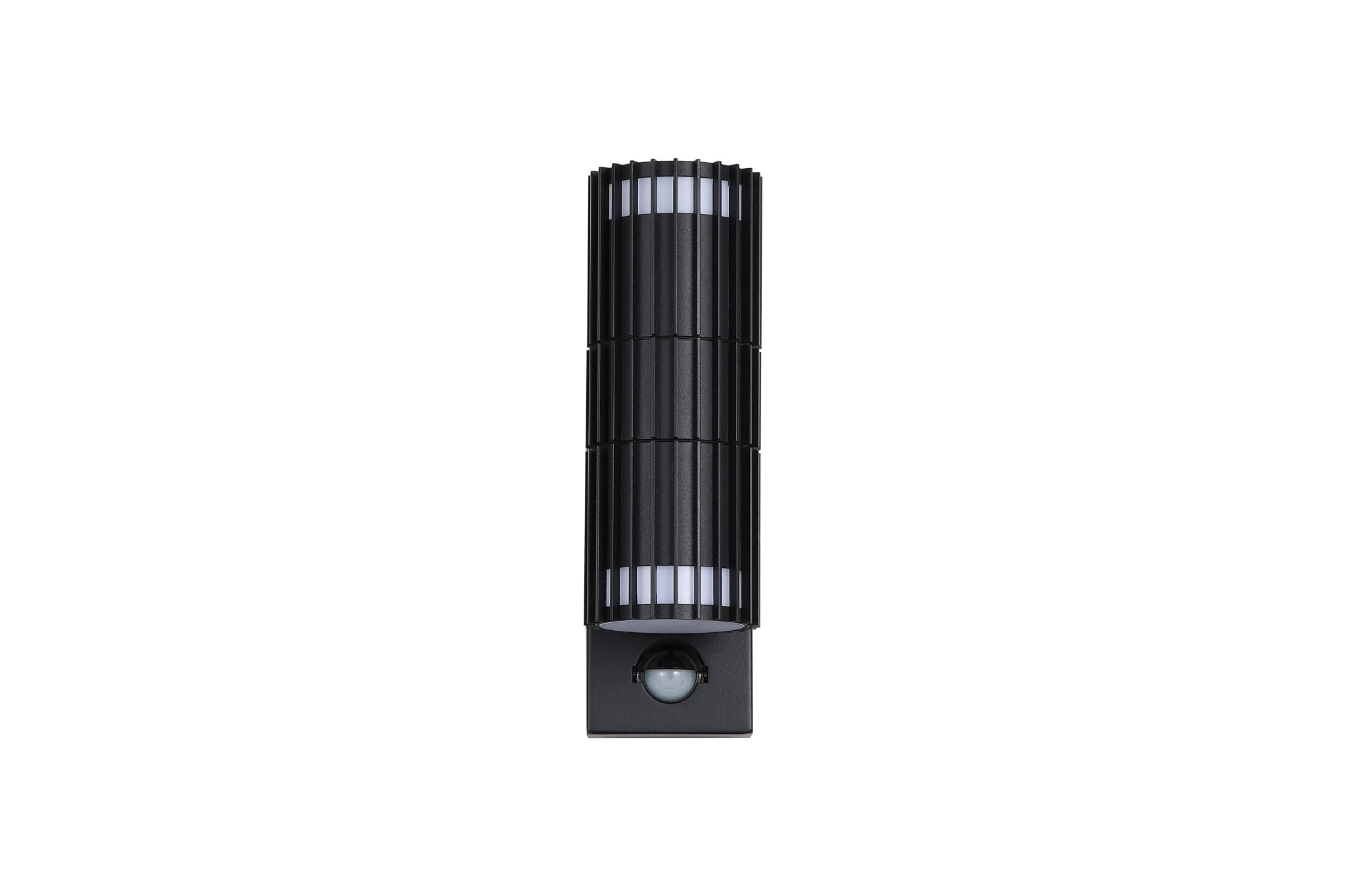 Detroit 2Lt Up/Down Outdoor Wall Light with PIR, Black Metal