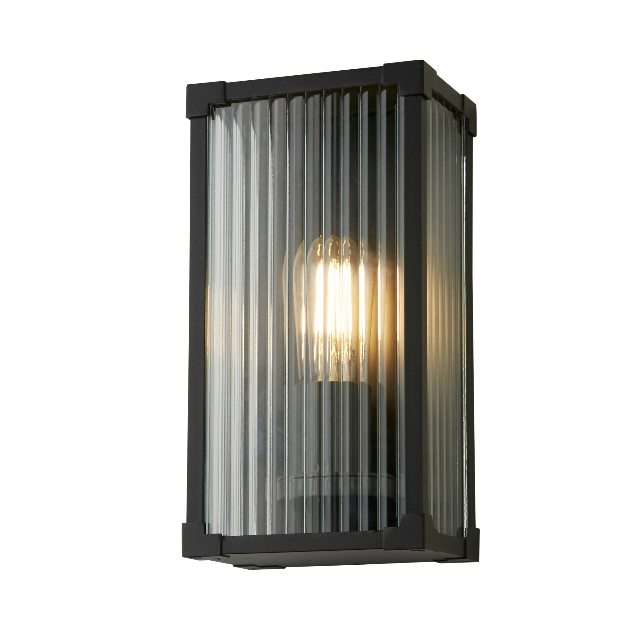 Cincinnati Outdoor Wall Lamp Aluminium, Clear ribbed glass