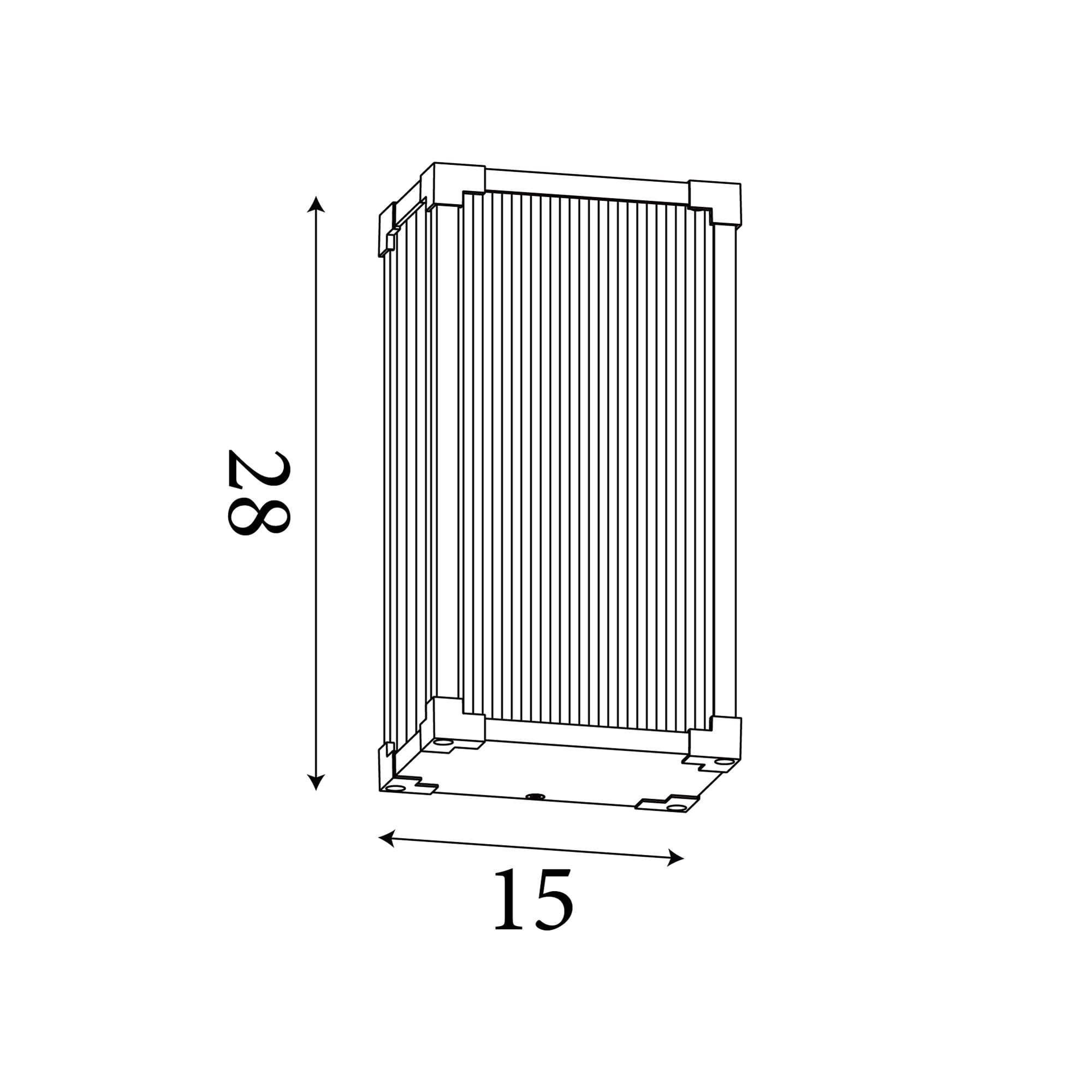 Cincinnati Outdoor Wall Lamp Aluminium, Clear ribbed glass