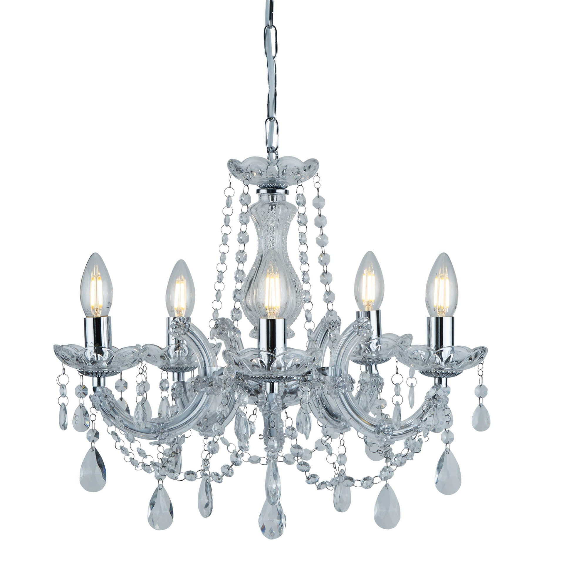 Marie Therese Pendant - Chrome Metal & Clear Crystal