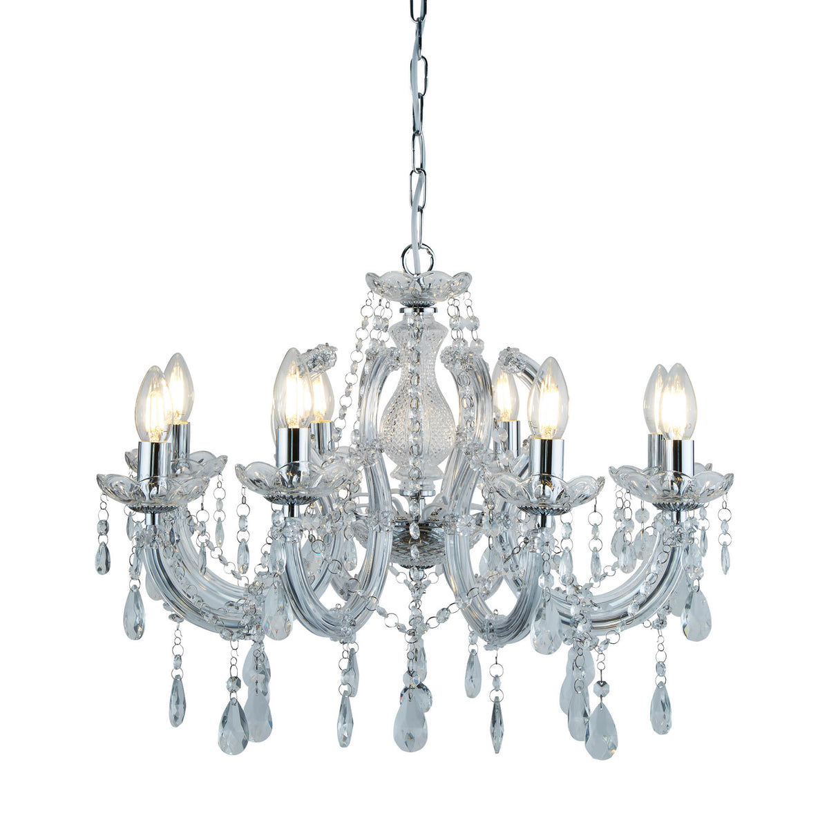 Marie Therese Pendant - Chrome Metal & Clear Crystal