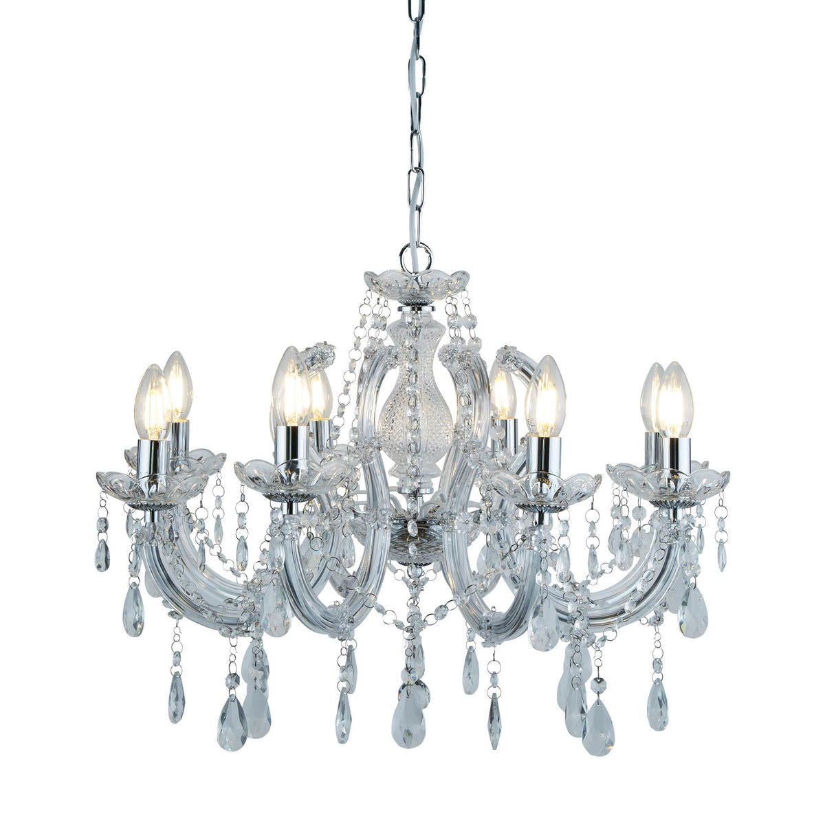 Marie Therese Pendant - Chrome Metal & Clear Crystal