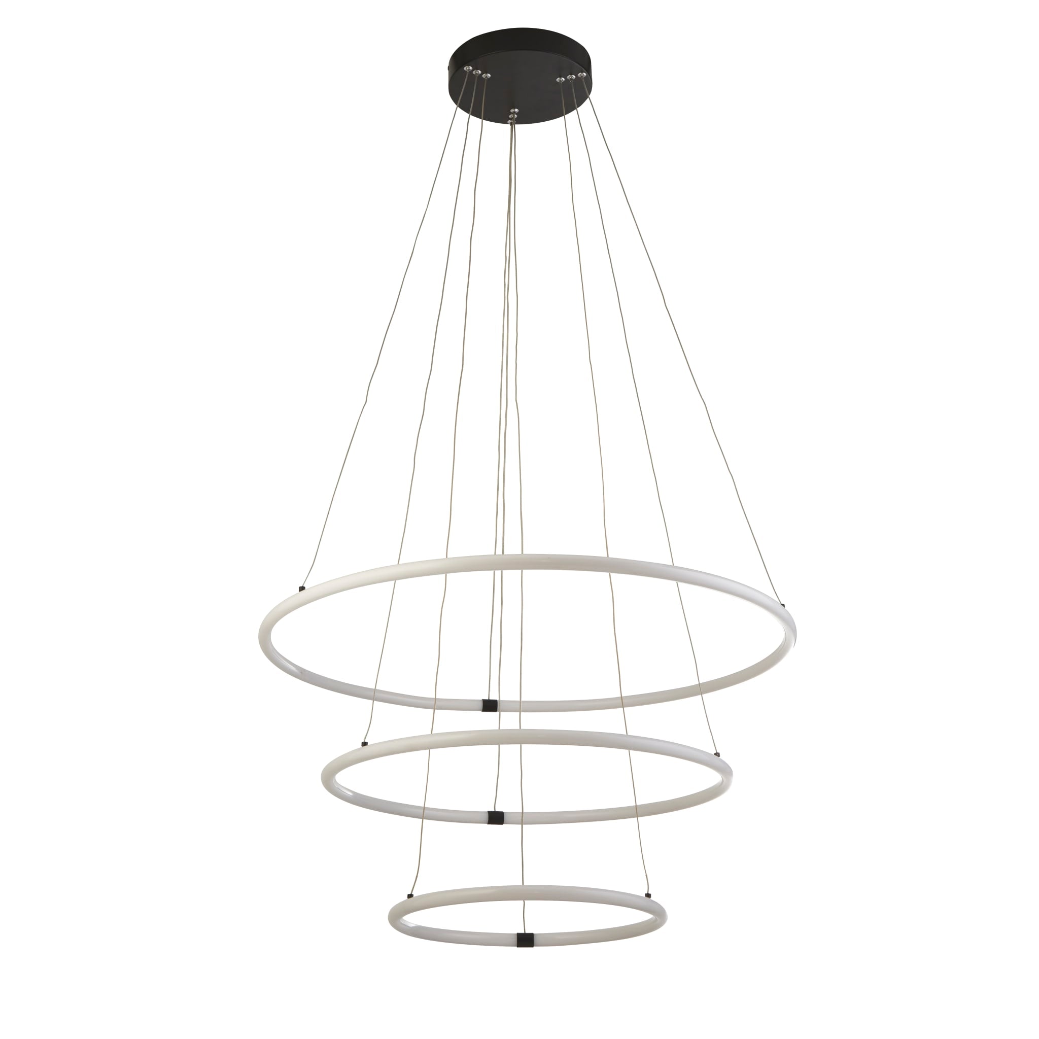 Revolve 3Lt Ring Pendant  - Black Metal & Opal Tubes