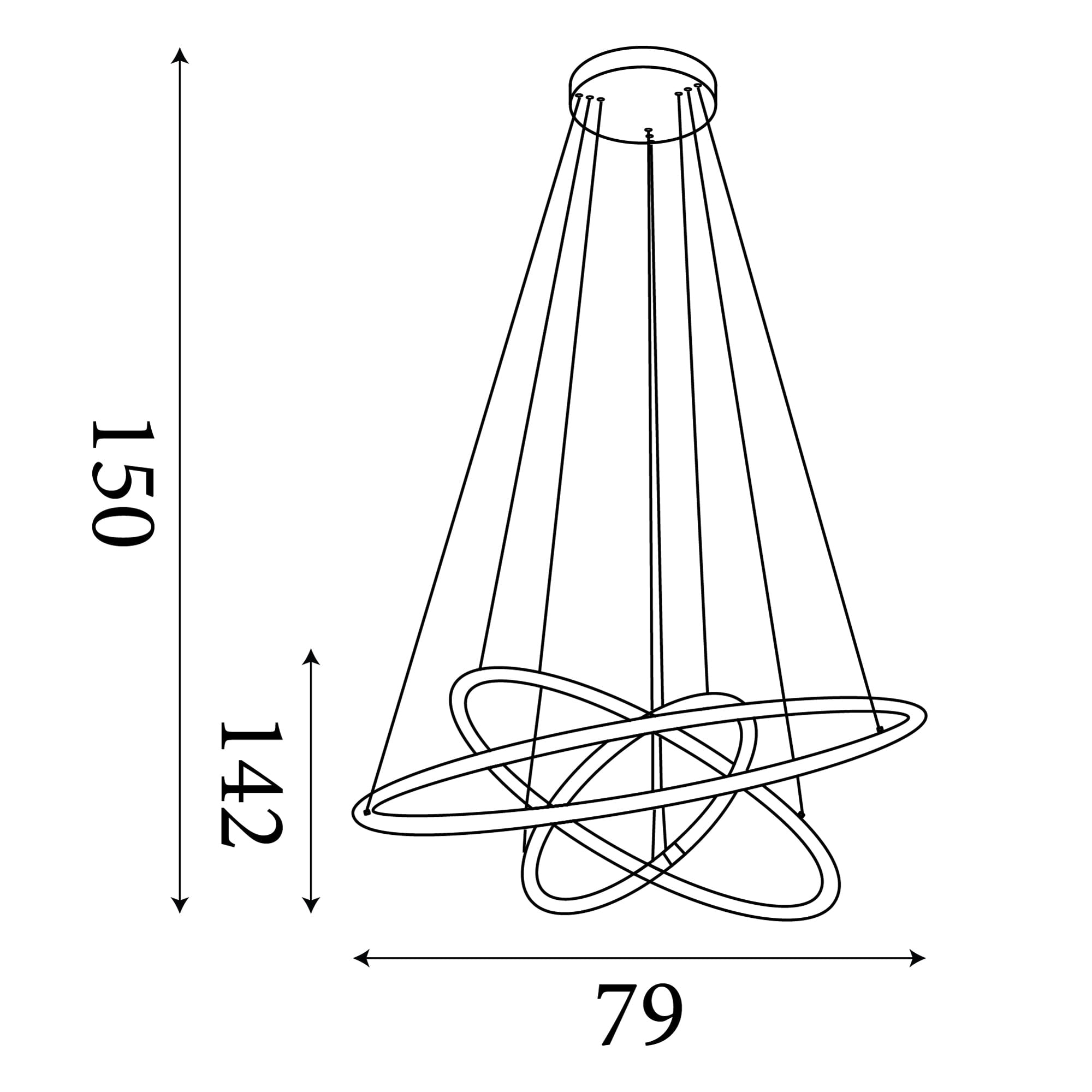 Revolve 3Lt Ring Pendant  - Black Metal & Opal Tubes