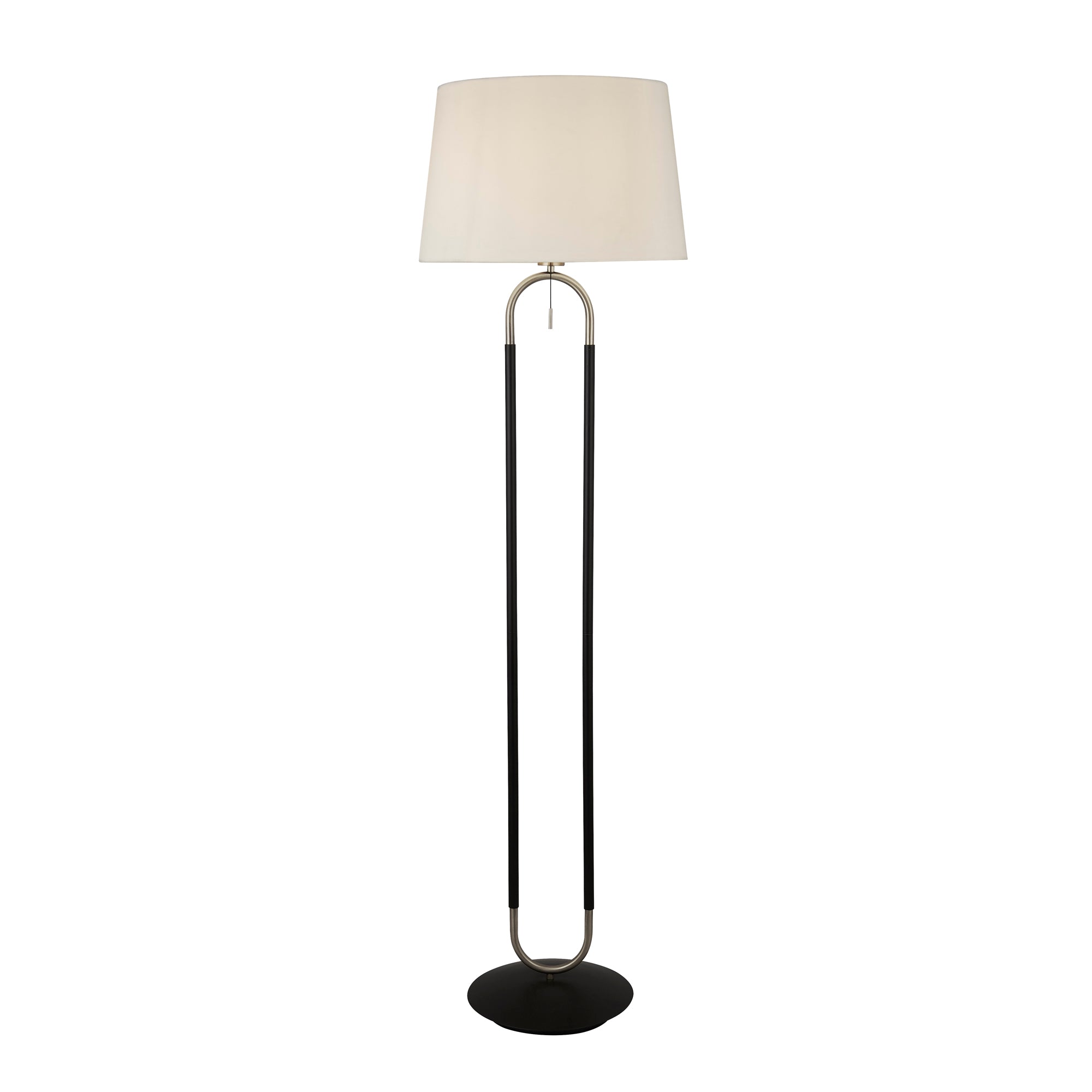 Jazz Floor Lamp - Black, Satin Brass Metal Satin Silver & White Shade